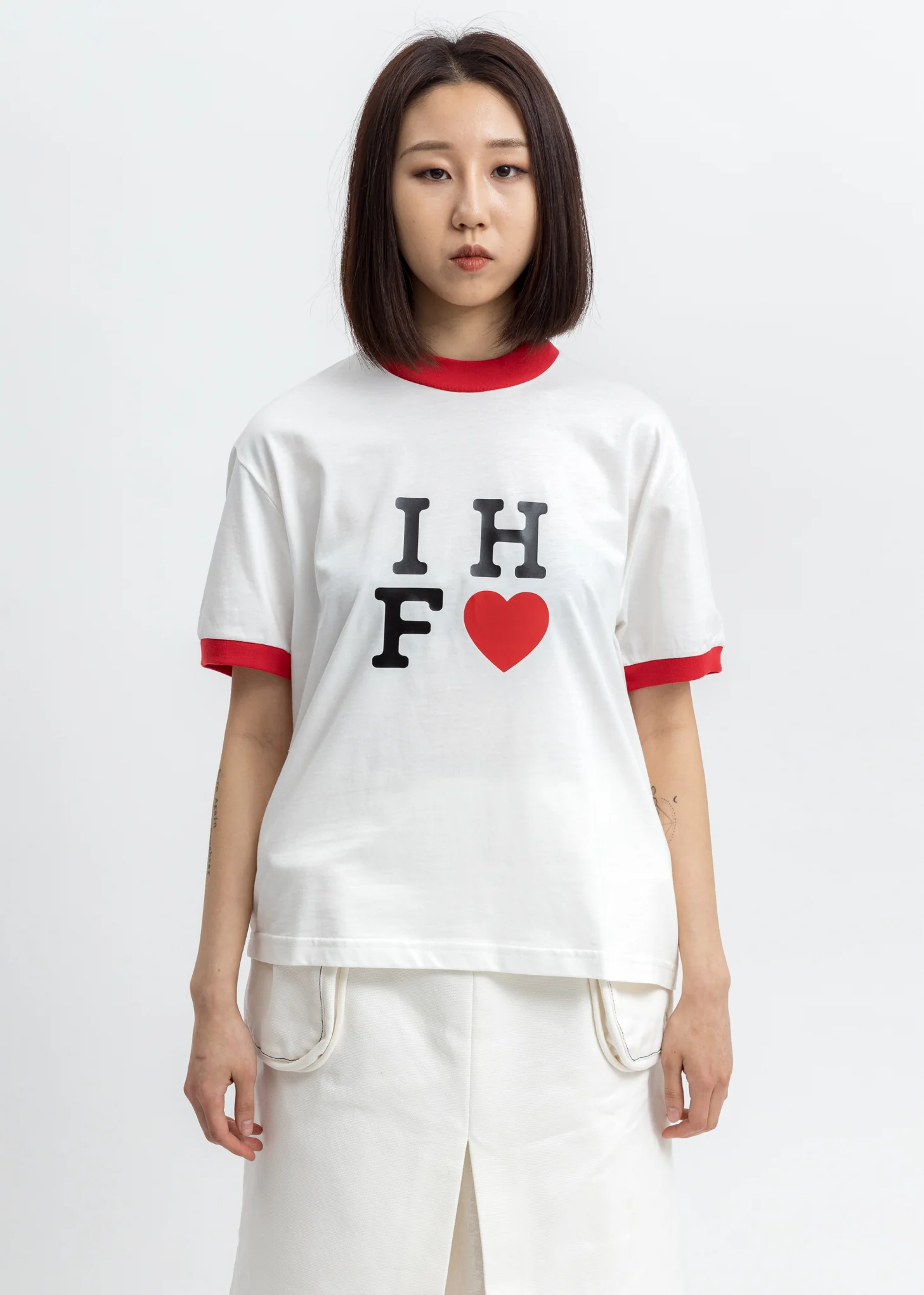 White IHF Logo Hem T-Shirt