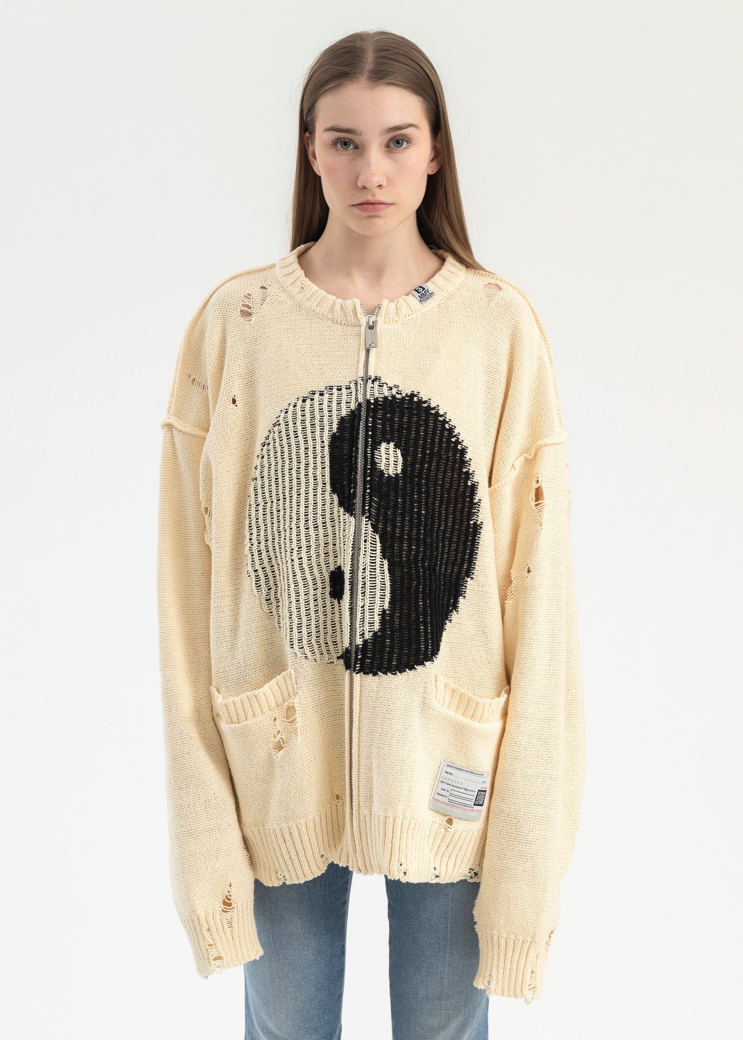 WHITE INSIDE OUT KNIT CARDIGAN