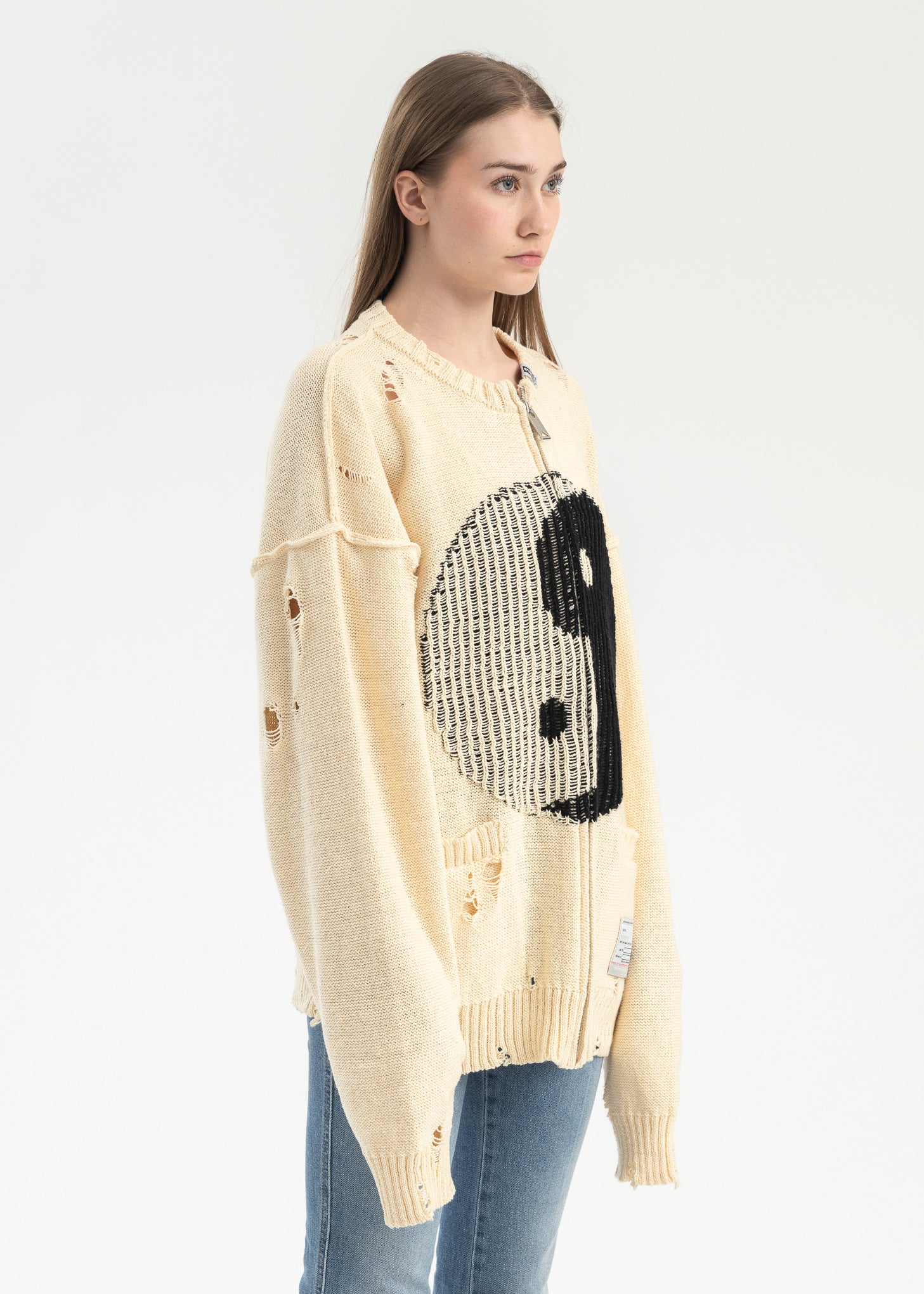 WHITE INSIDE OUT KNIT CARDIGAN - Image 2
