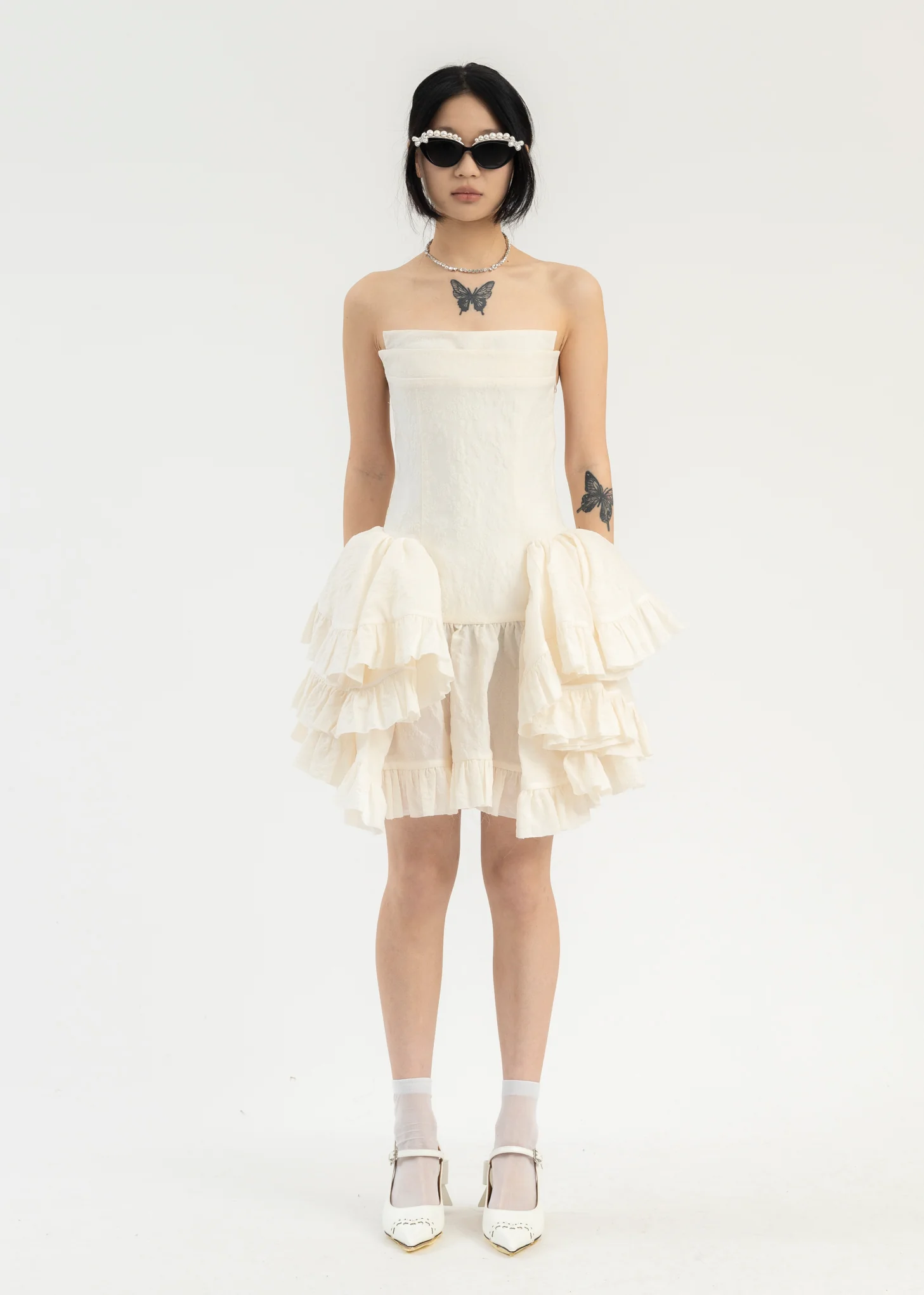 White Irregular Hem Sheath Dress