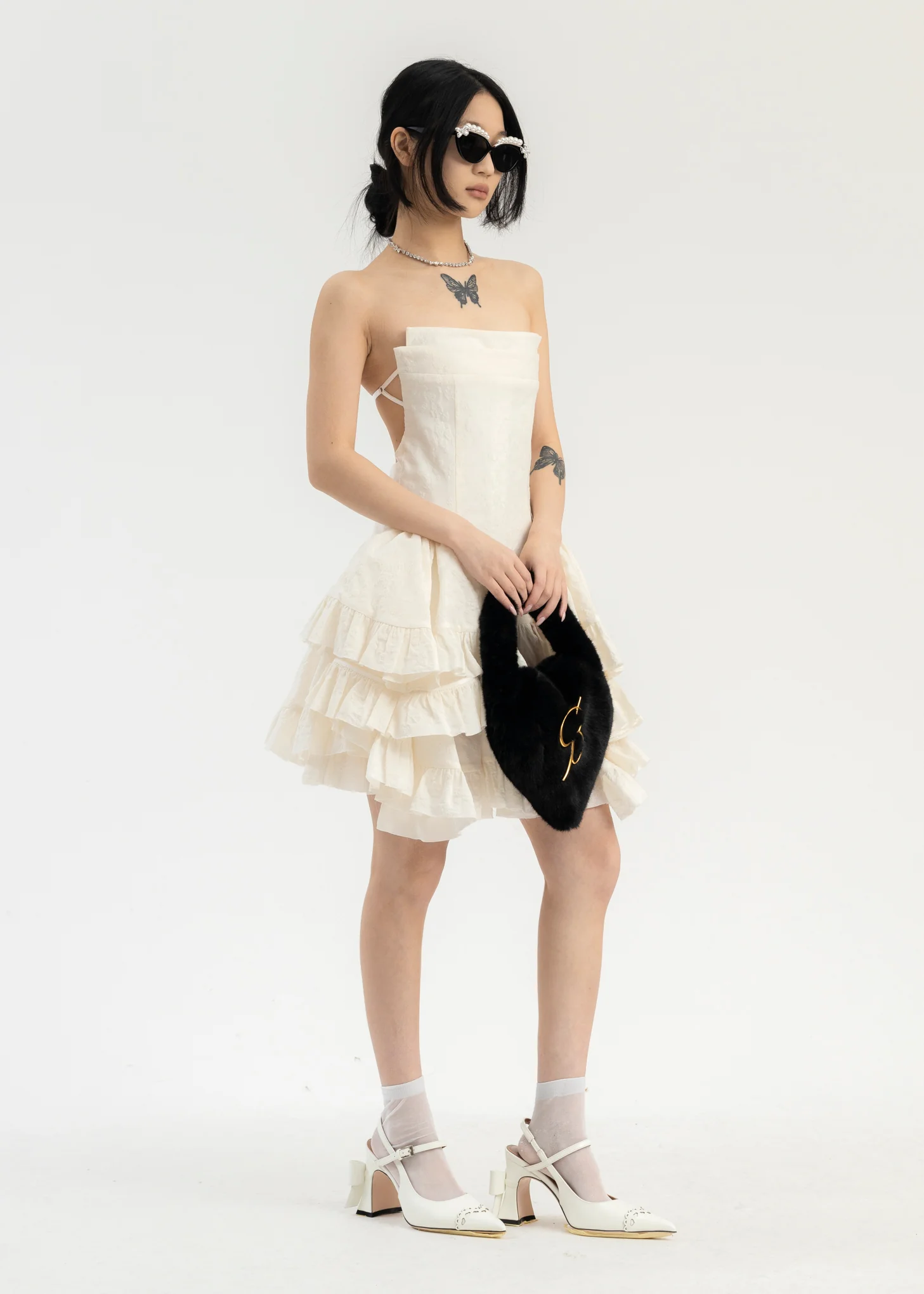 White Irregular Hem Sheath Dress - Image 5