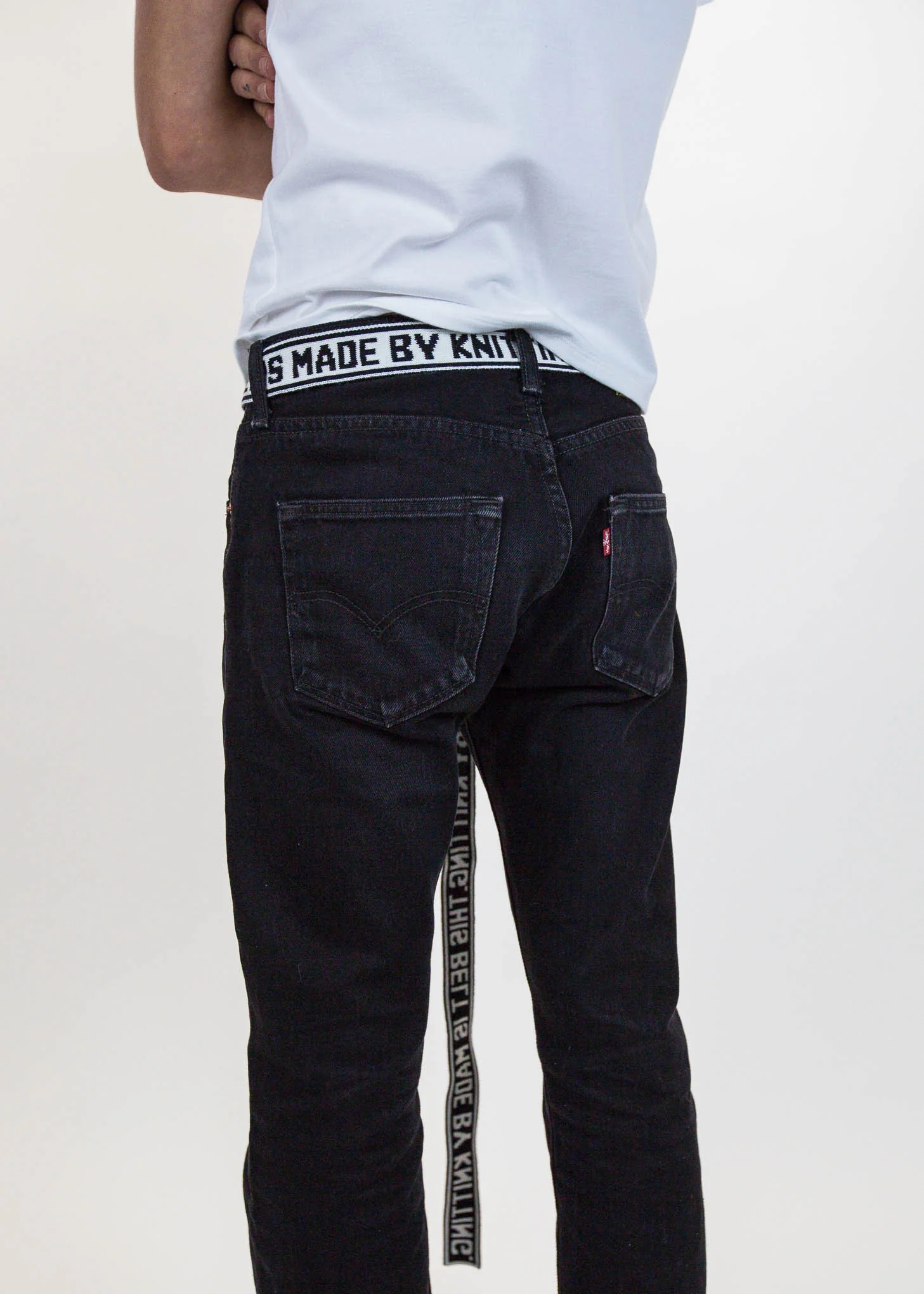 White Jacquard Knit Belt - Image 4