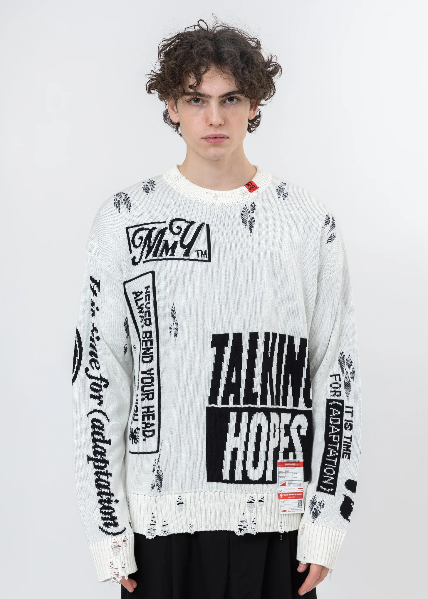 White Jacquard Knit Sweater