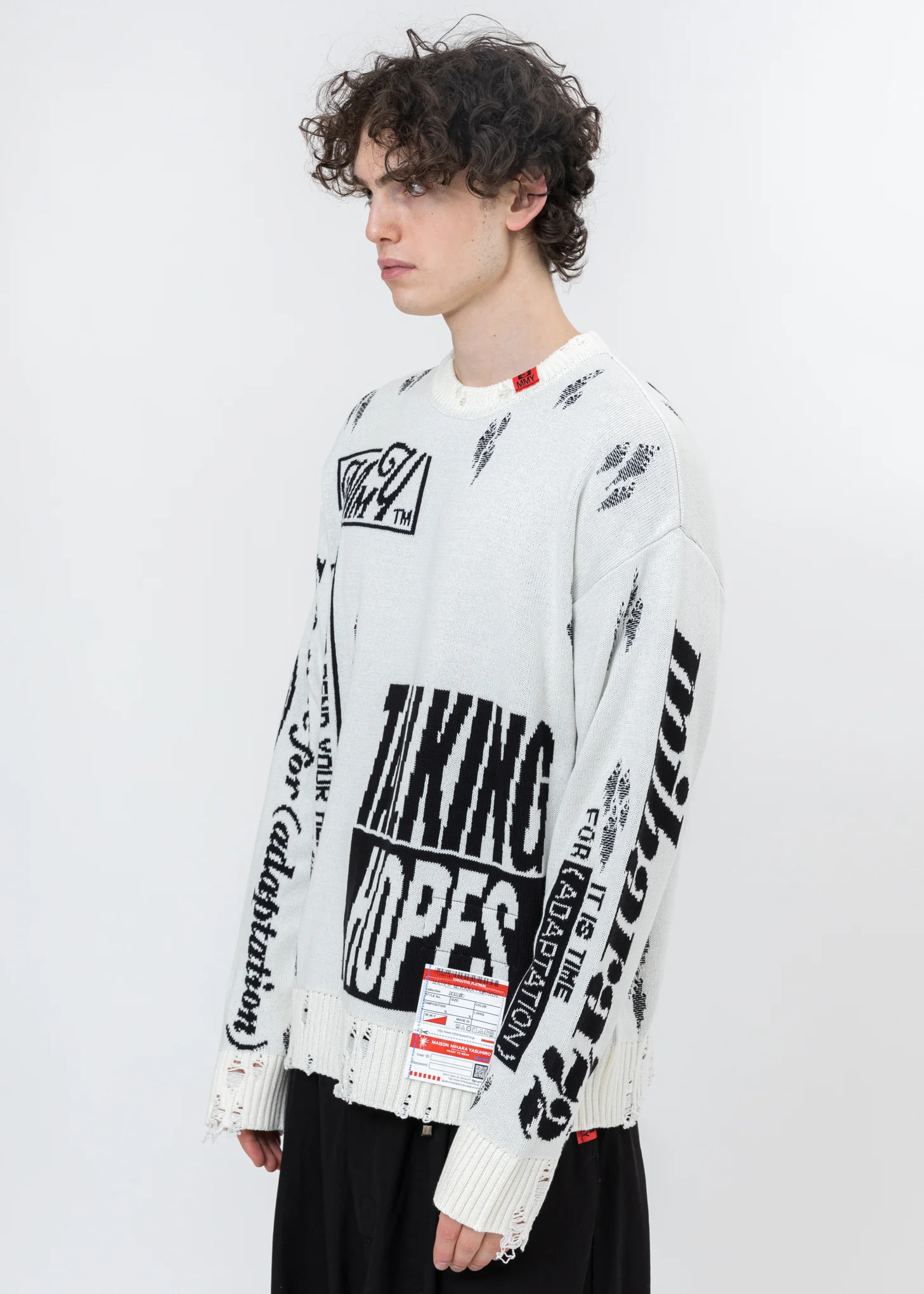 White Jacquard Knit Sweater - Image 3