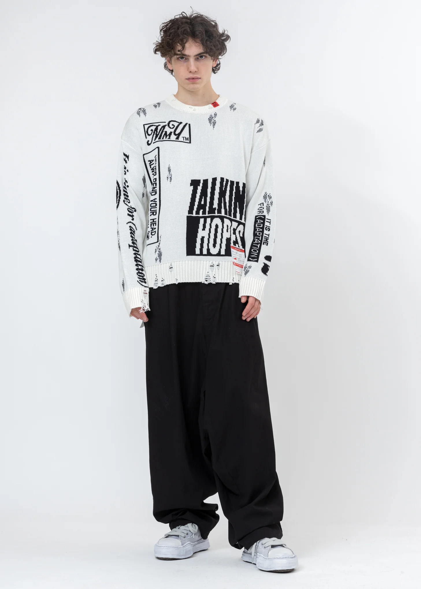 White Jacquard Knit Sweater - Image 5