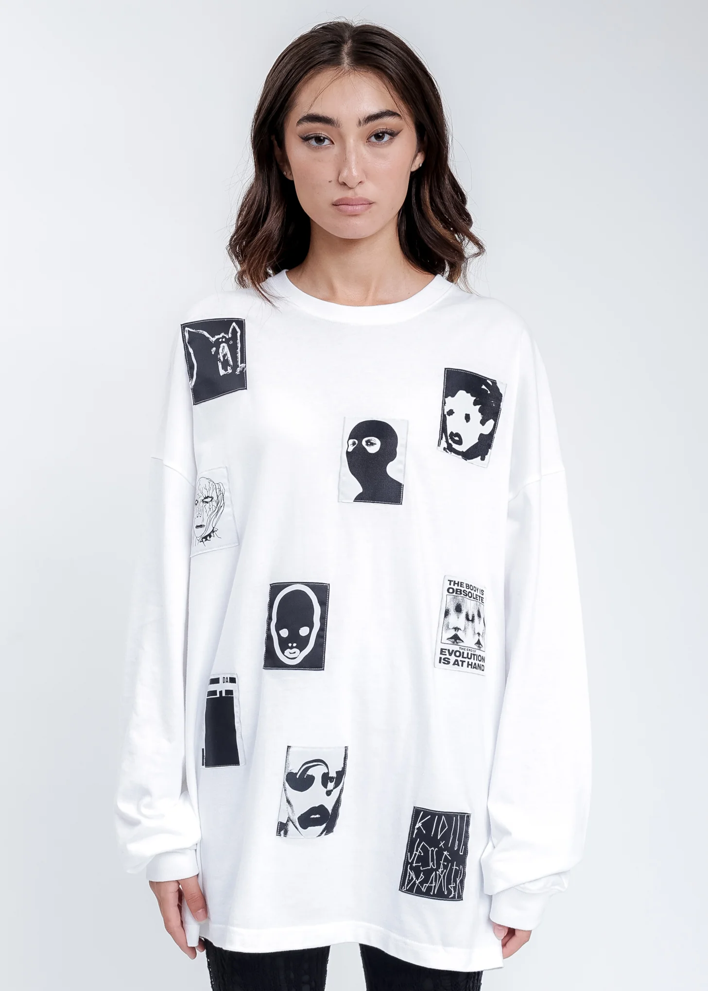 White Jesse Patch Long Sleeves T-Shirt