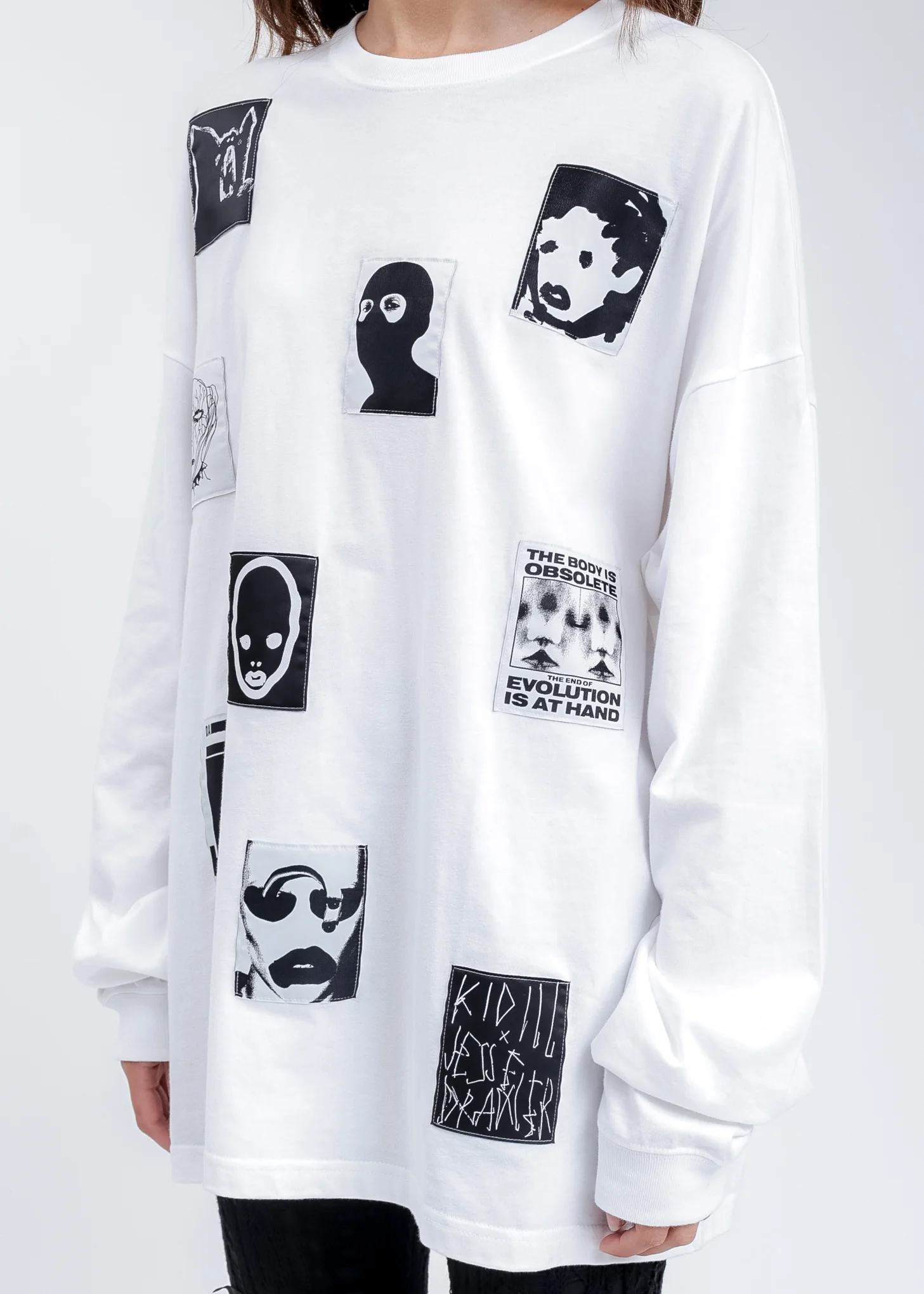 White Jesse Patch Long Sleeves T-Shirt - Image 4