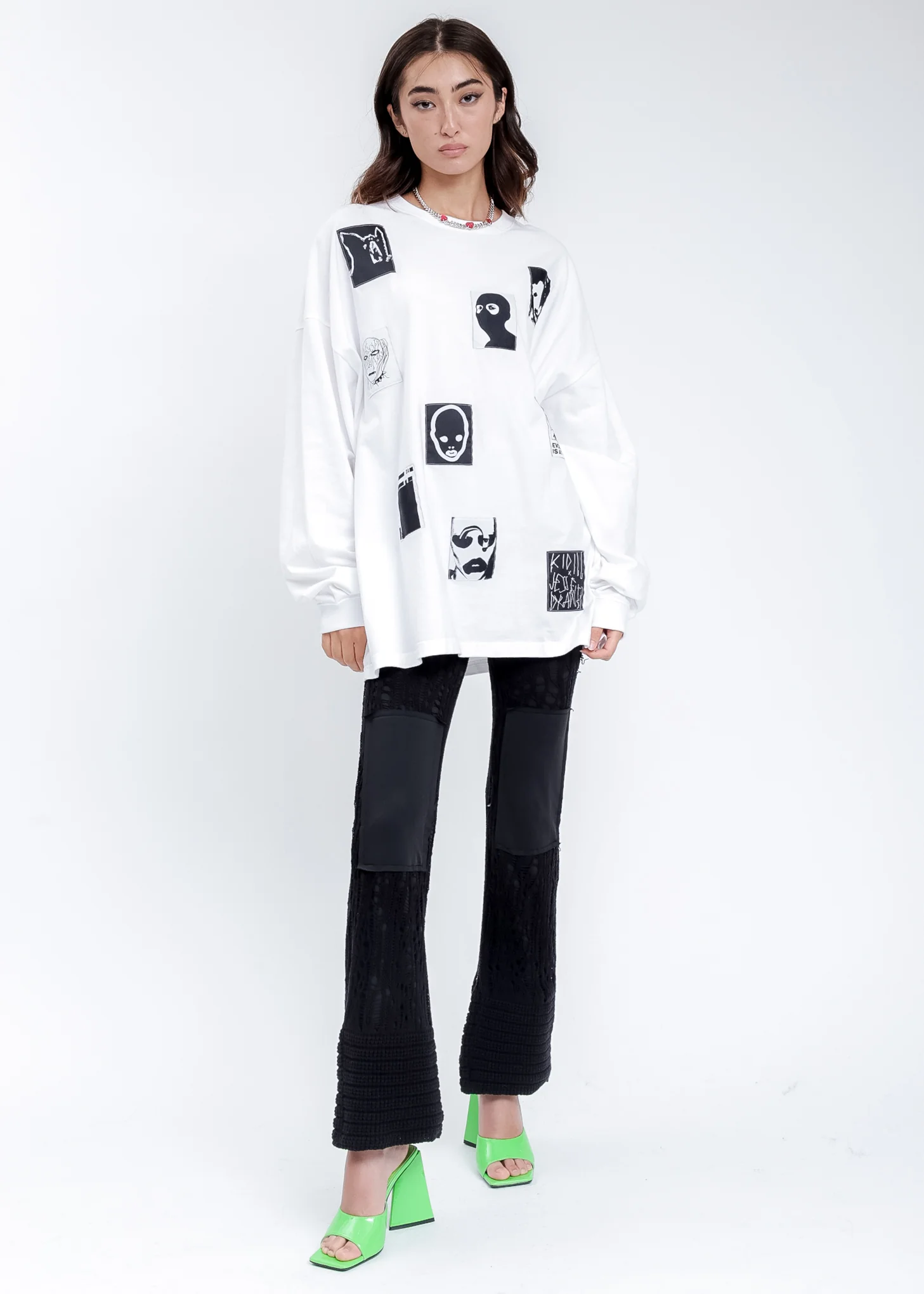 White Jesse Patch Long Sleeves T-Shirt - Image 5