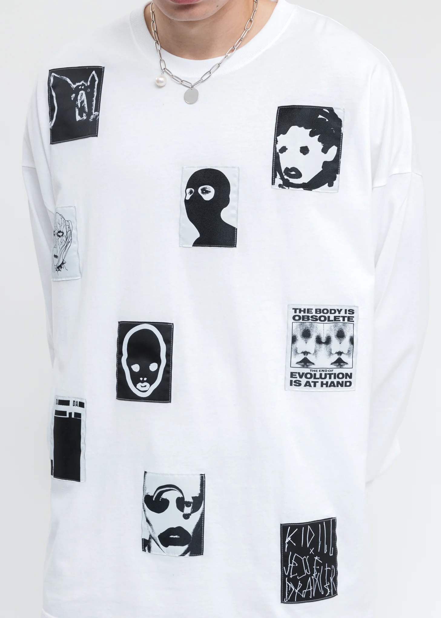 White Jesse Patch Long Sleeves T-Shirt - Image 5