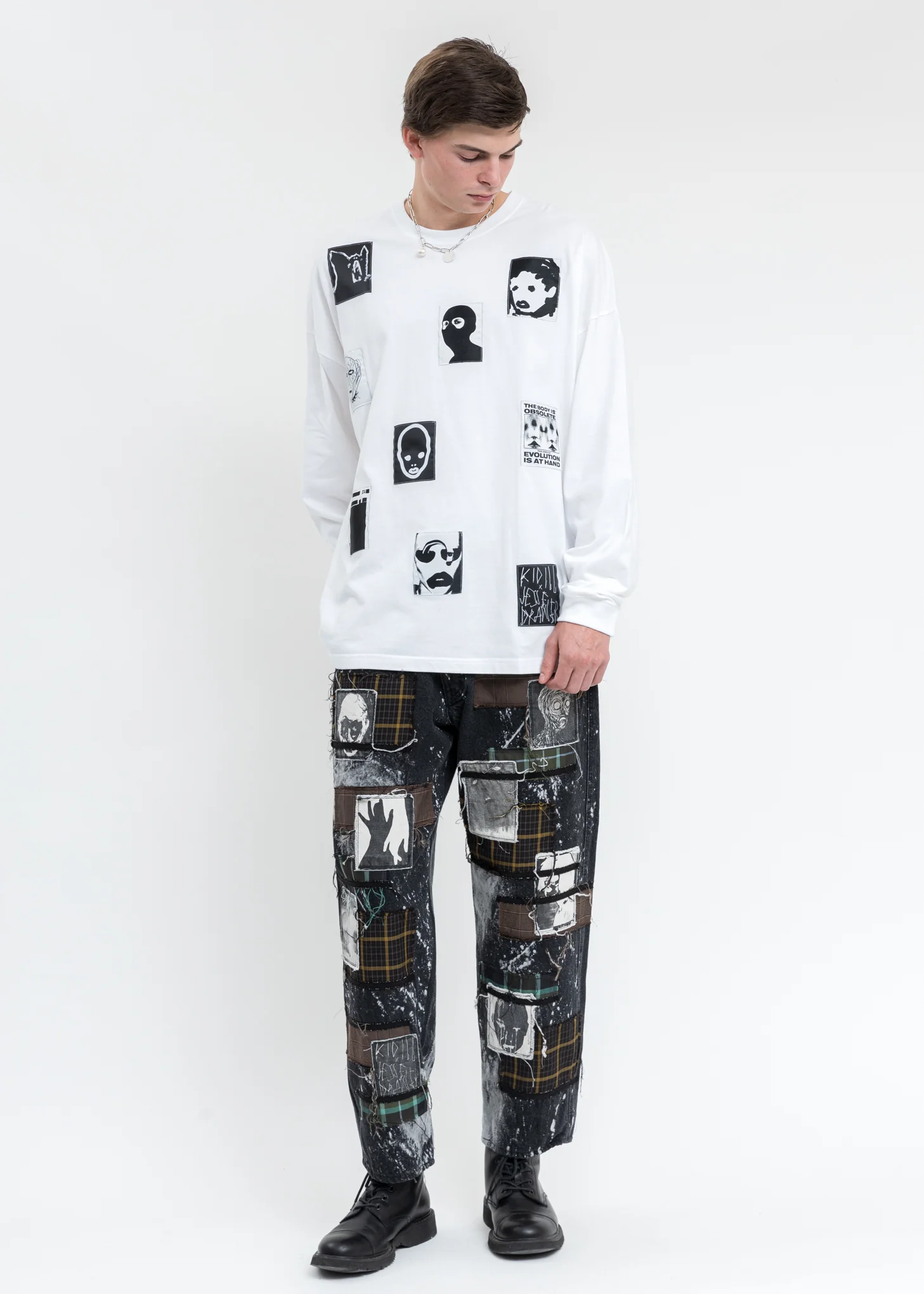 White Jesse Patch Long Sleeves T-Shirt - Image 6