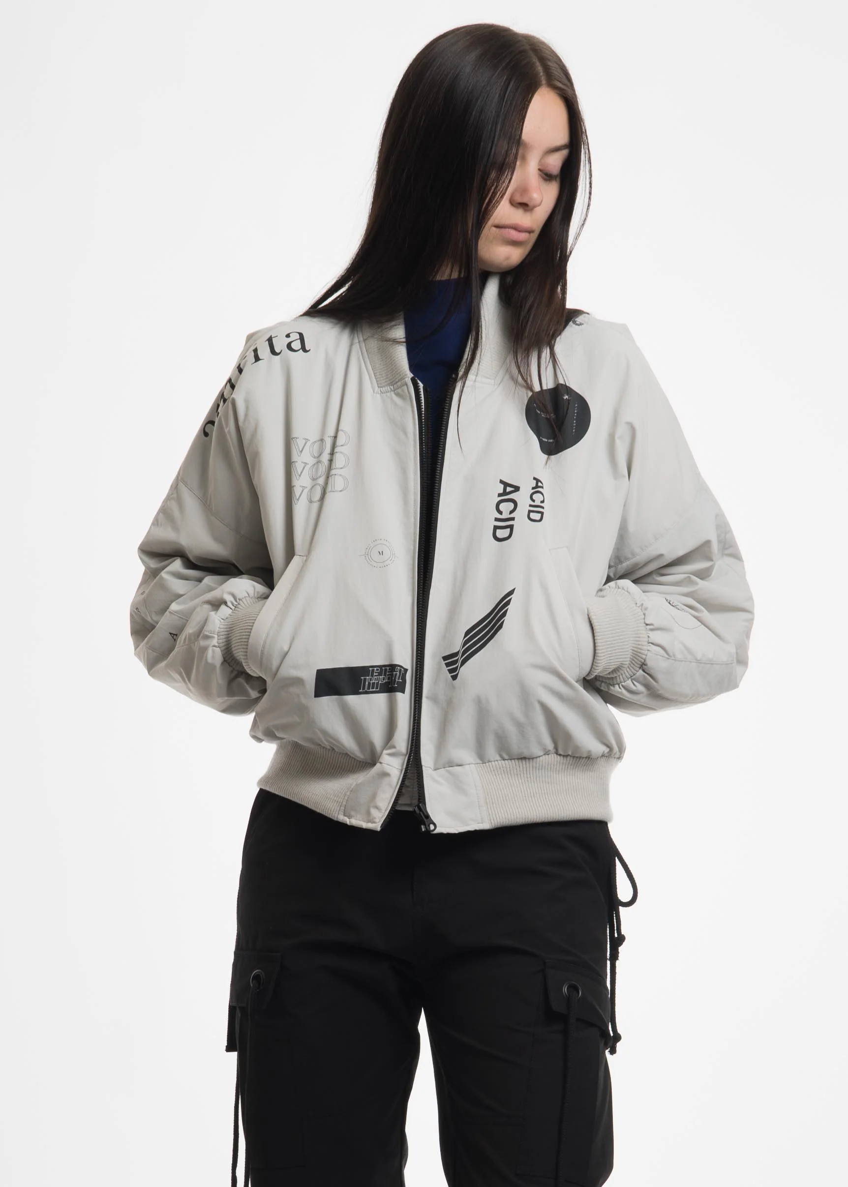 Grey Kaneda Bomber Jacket - Image 2