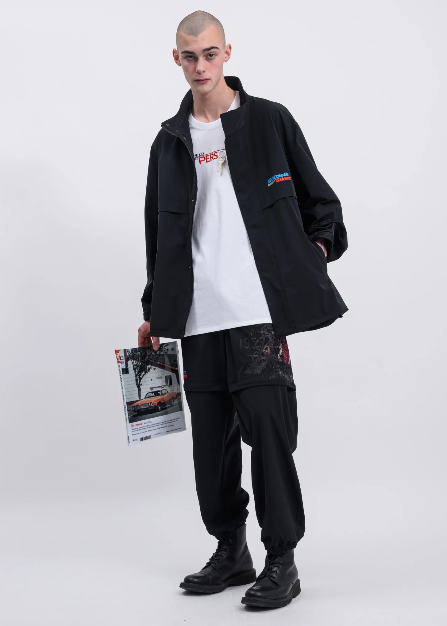 White "Key Person" Embroidery T-Shirt - Image 4