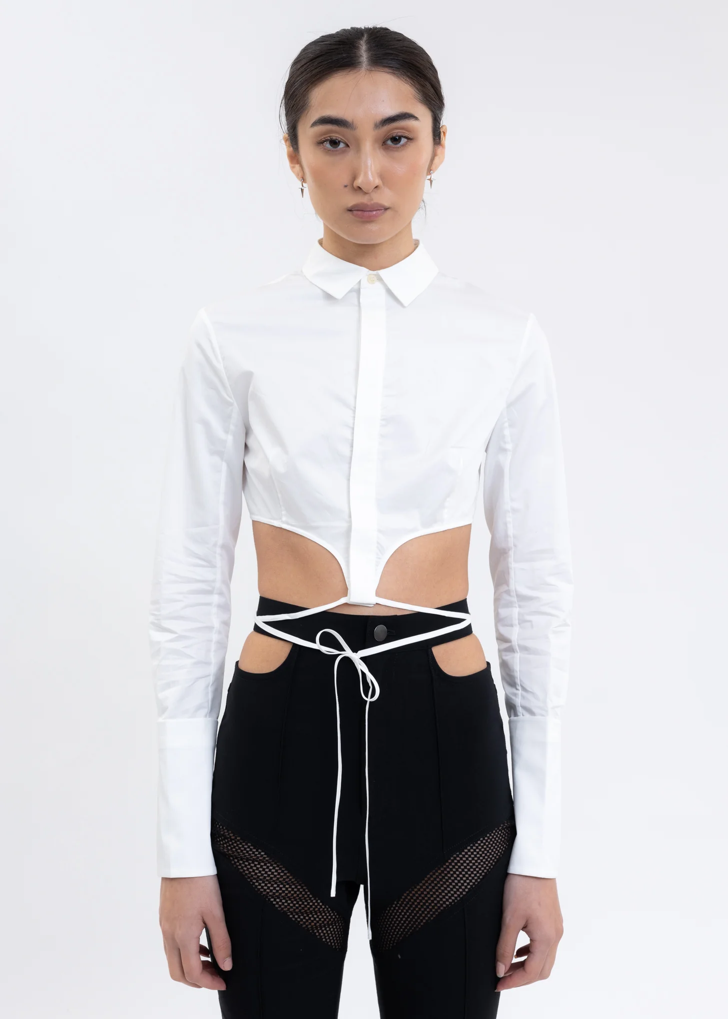 White Lace Crop Shirt