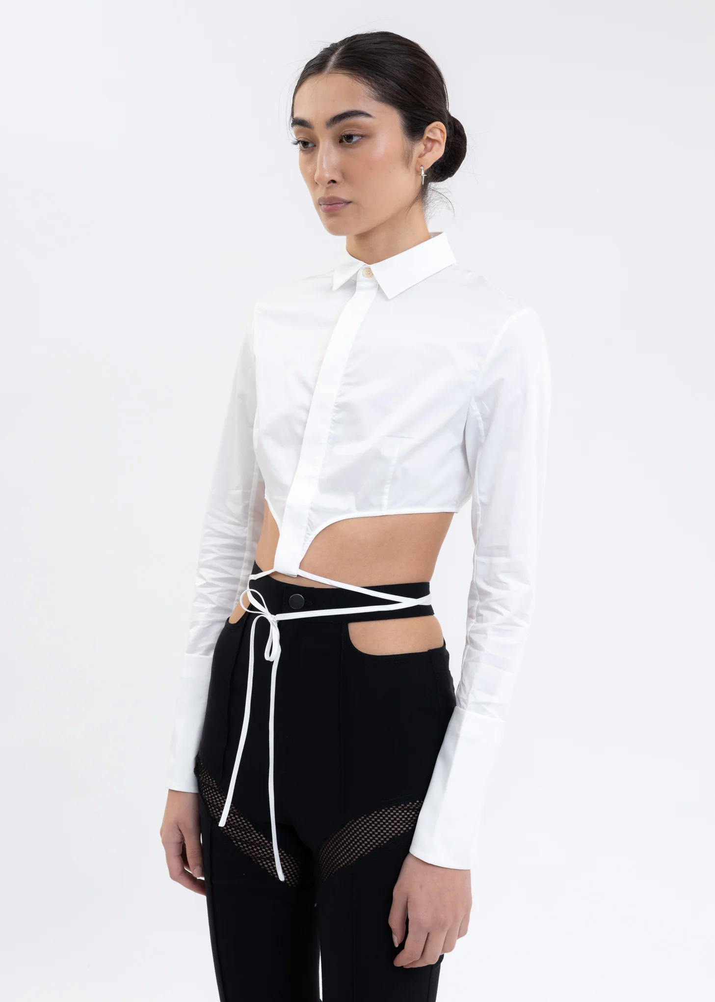 White Lace Crop Shirt - Image 3