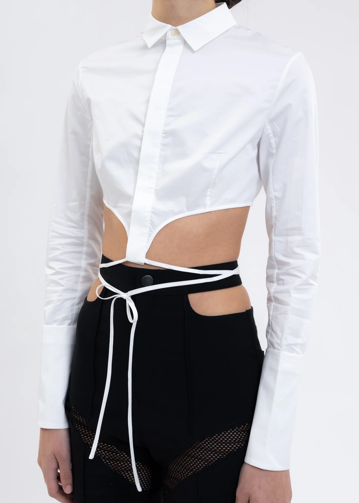 White Lace Crop Shirt - Image 4
