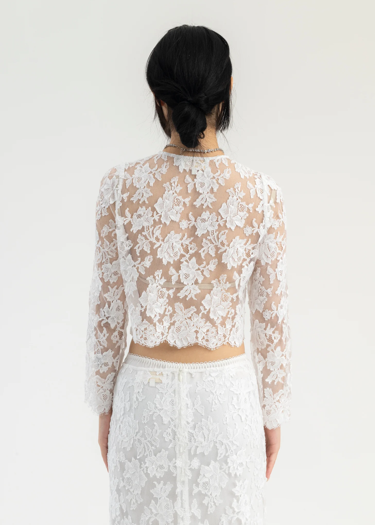 White Lace Round Neck Top - Image 4