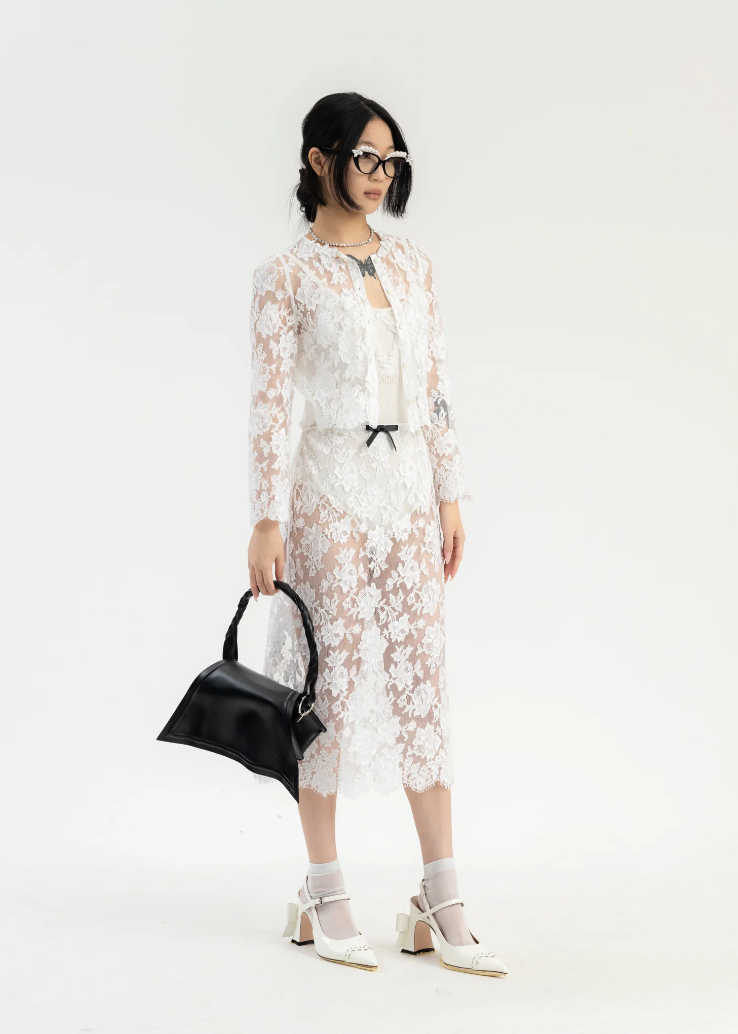 White Lace Round Neck Top - Image 6