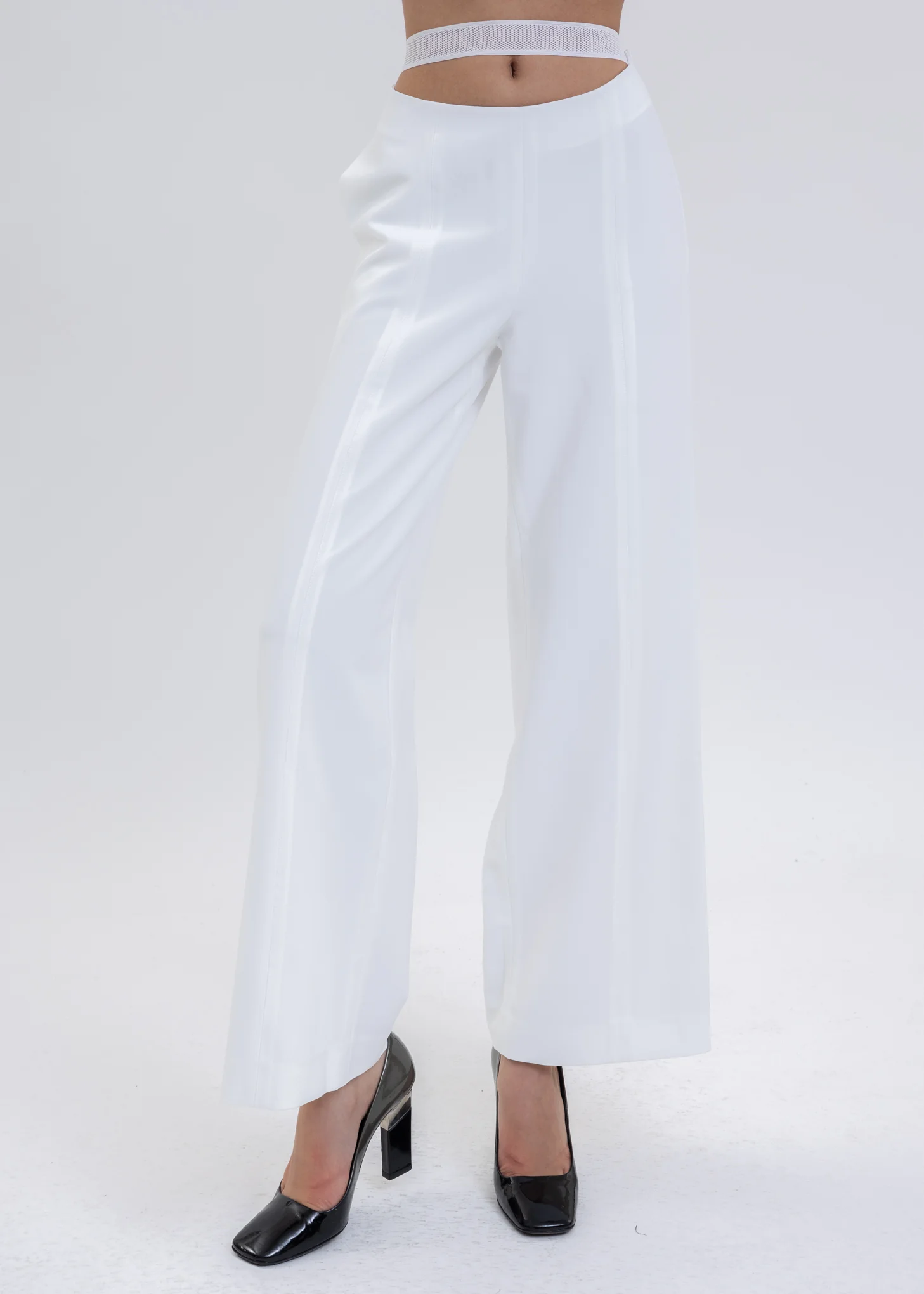 White Lace Wide Pants