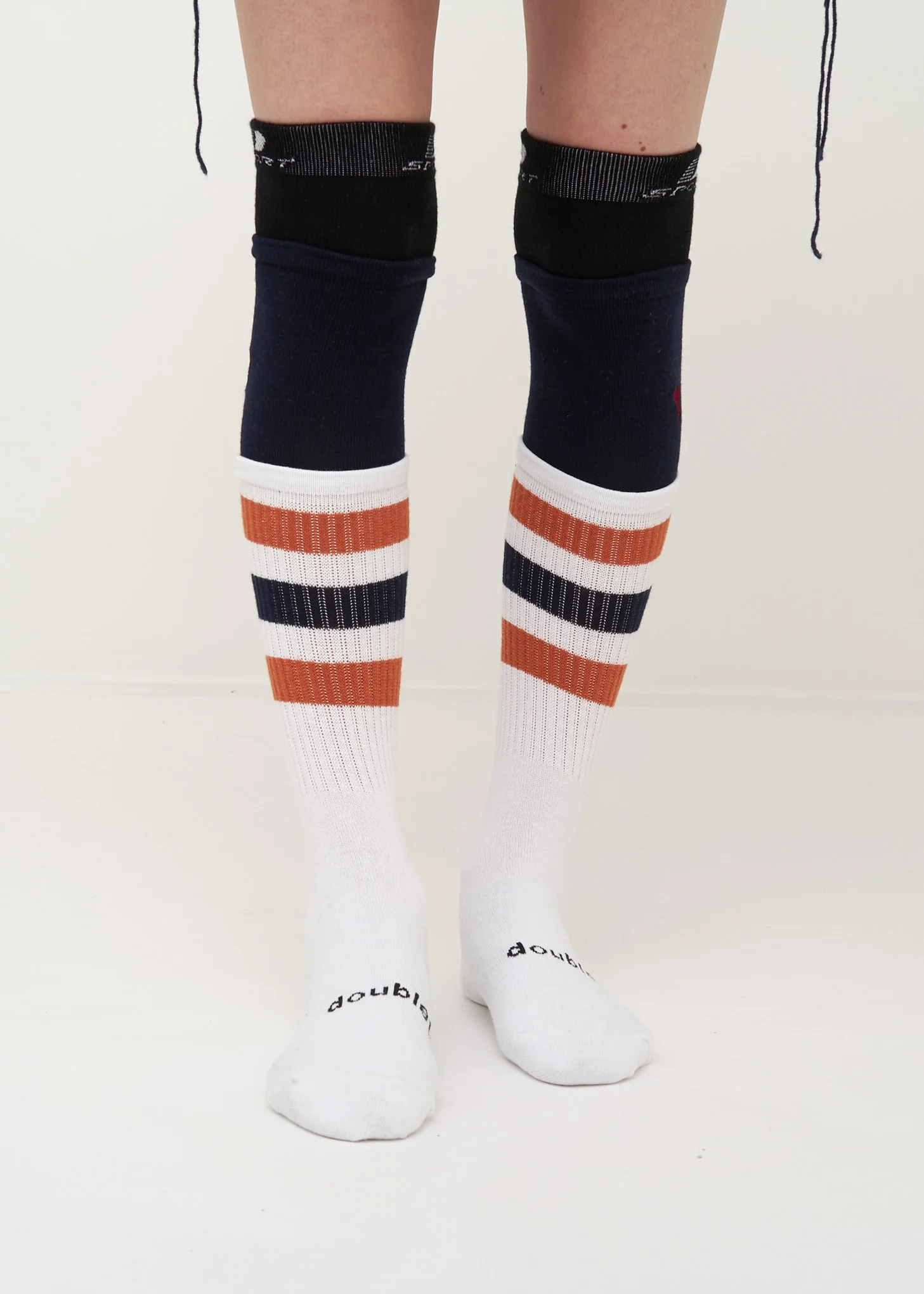 White Layered Border Socks