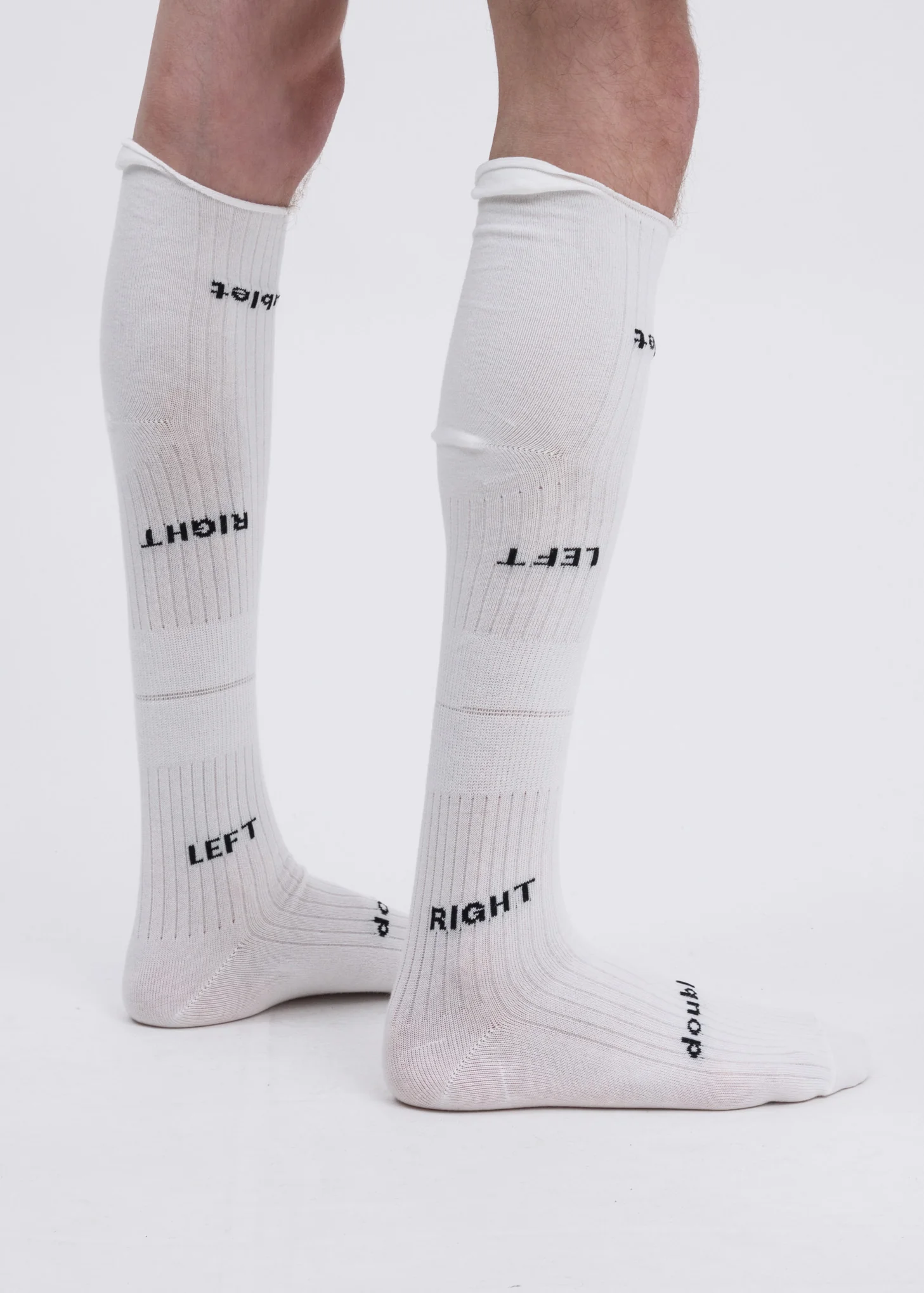 White "Left And Right" High Socks - Image 2