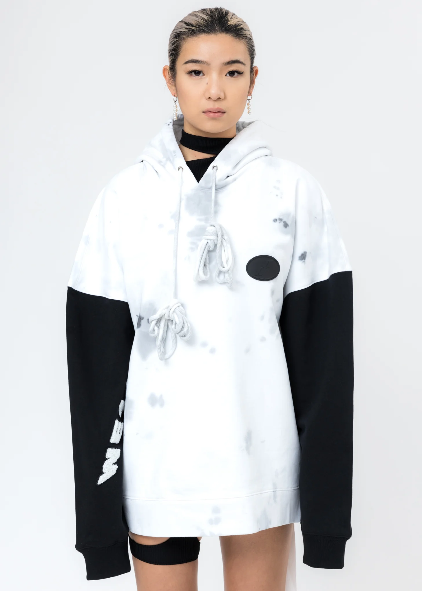 White Logo Applique Hoodie