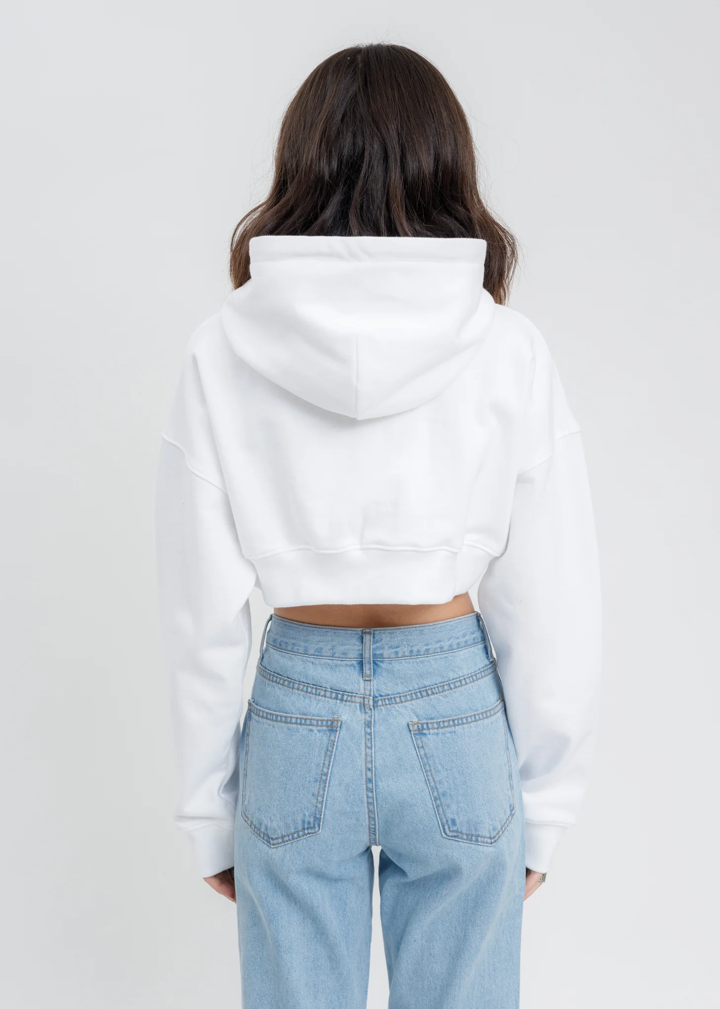 White Logo Cropped Hoodie - Image 4