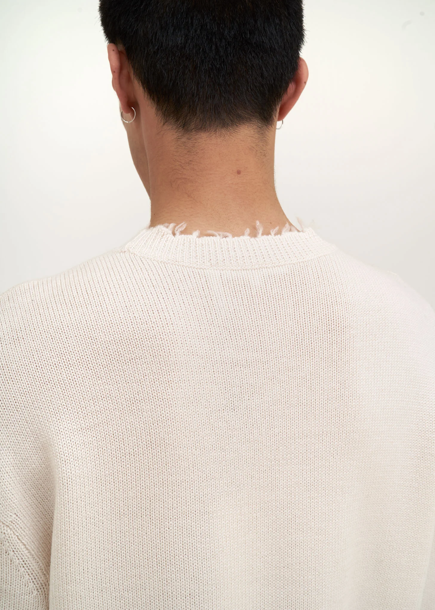 White Logo Distressed Knit Sweater - Image 4