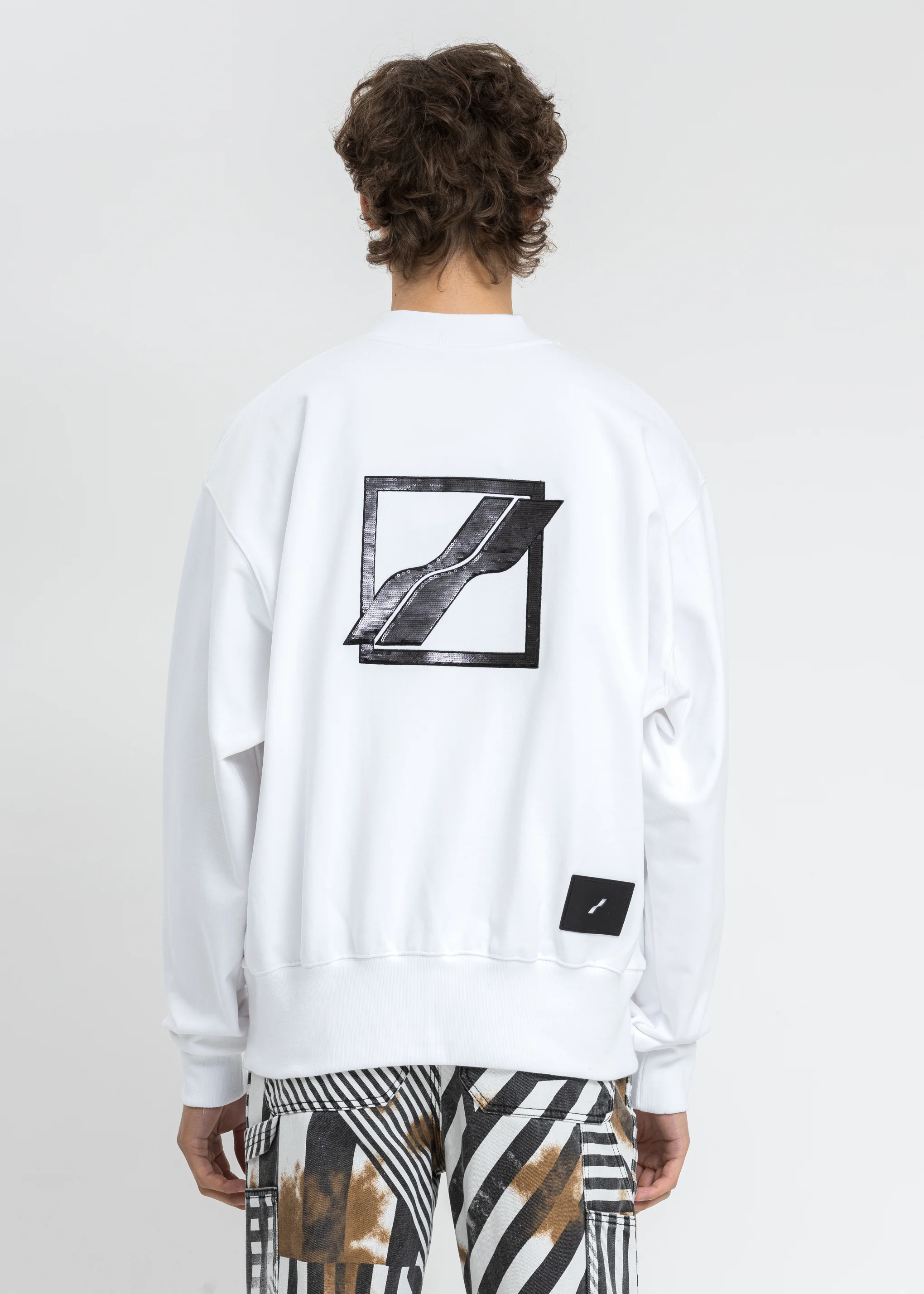 White Logo Embroidered Henley Sweater - Image 2