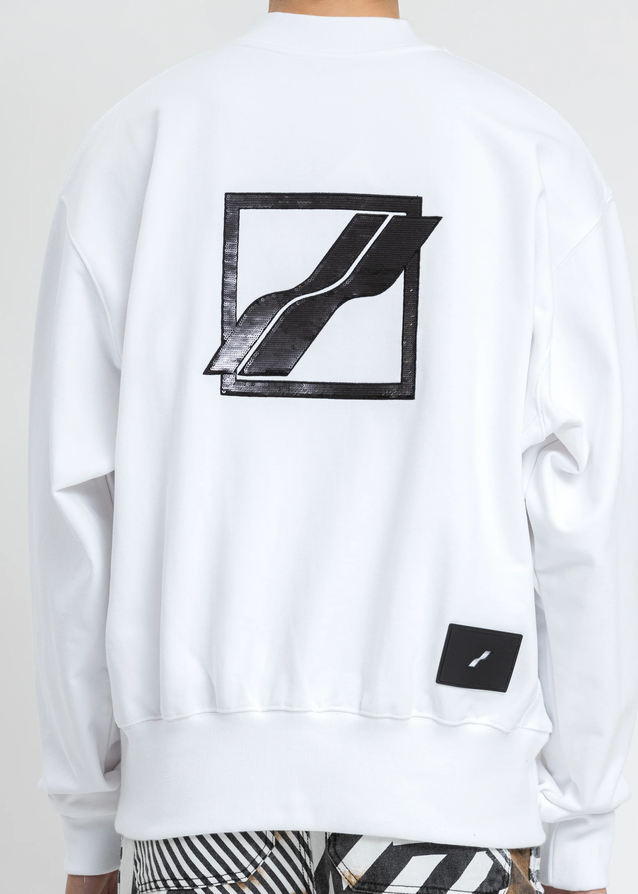 White Logo Embroidered Henley Sweater - Image 5