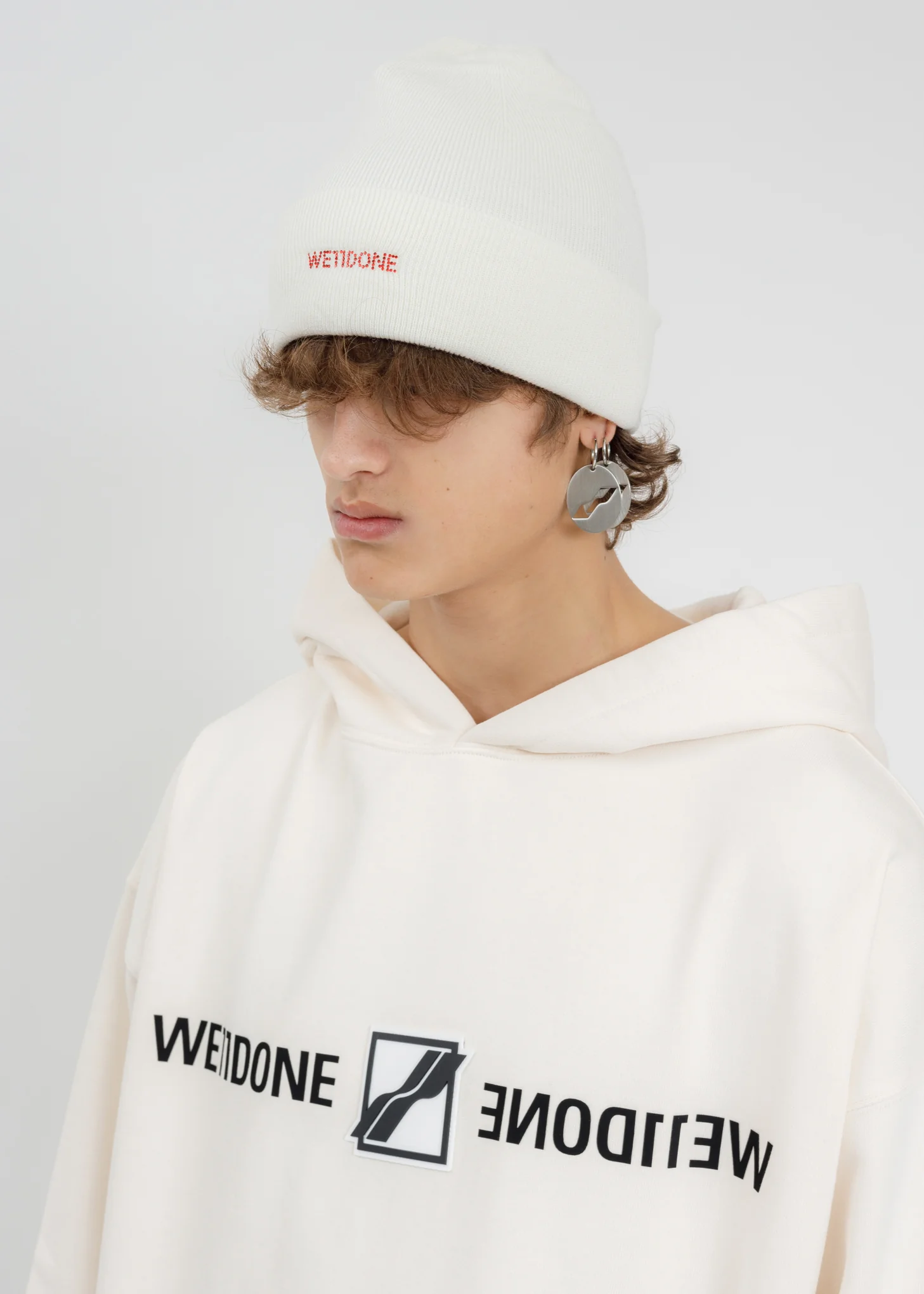 White And Red Crystal Logo Hotfix Iron On Beanie - Image 2