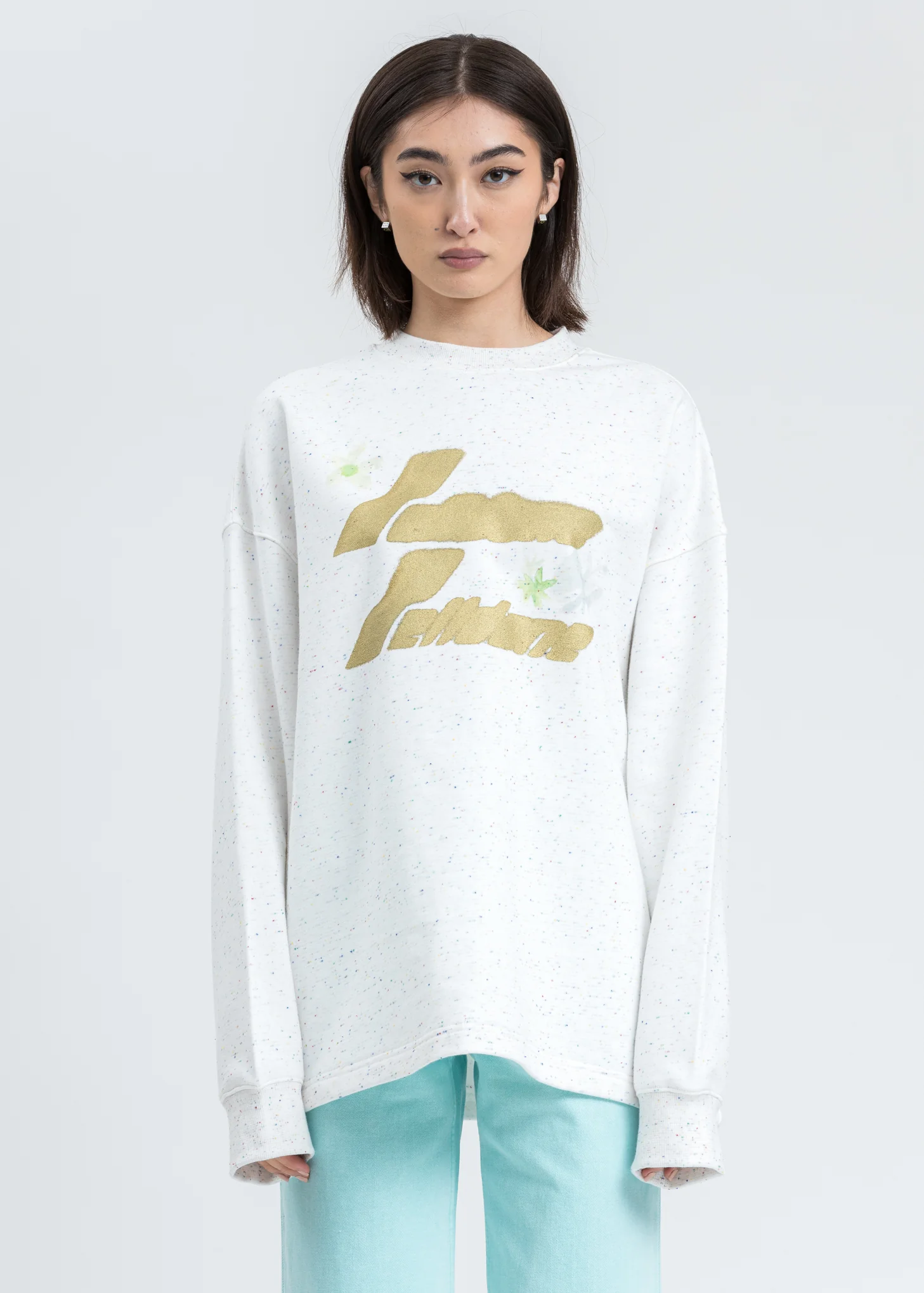 White Logo Print Long Sleeve Shirt