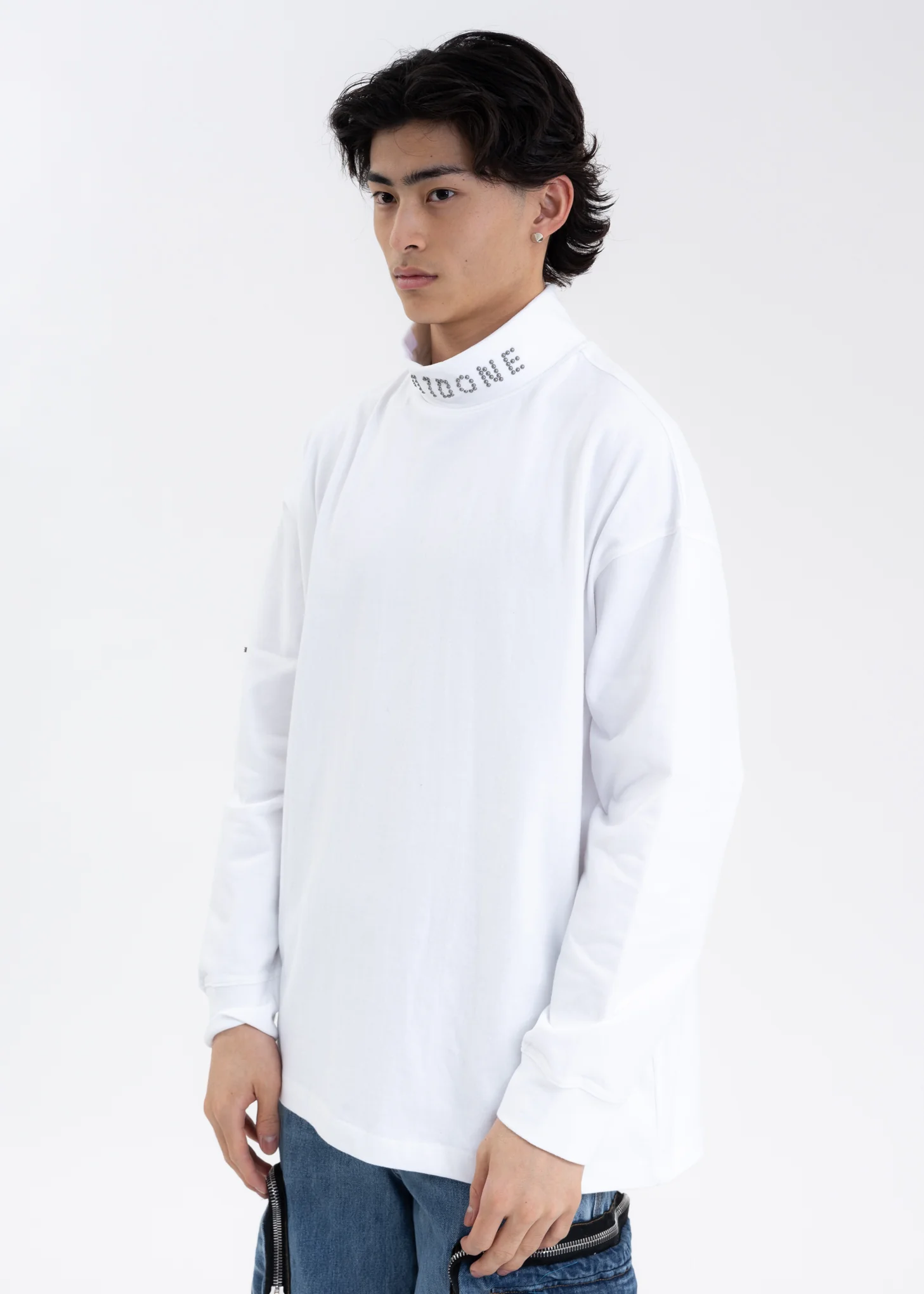 WHITE LOGO ROLL NECK LONG-SLEEVED T-SHIRT - Image 3