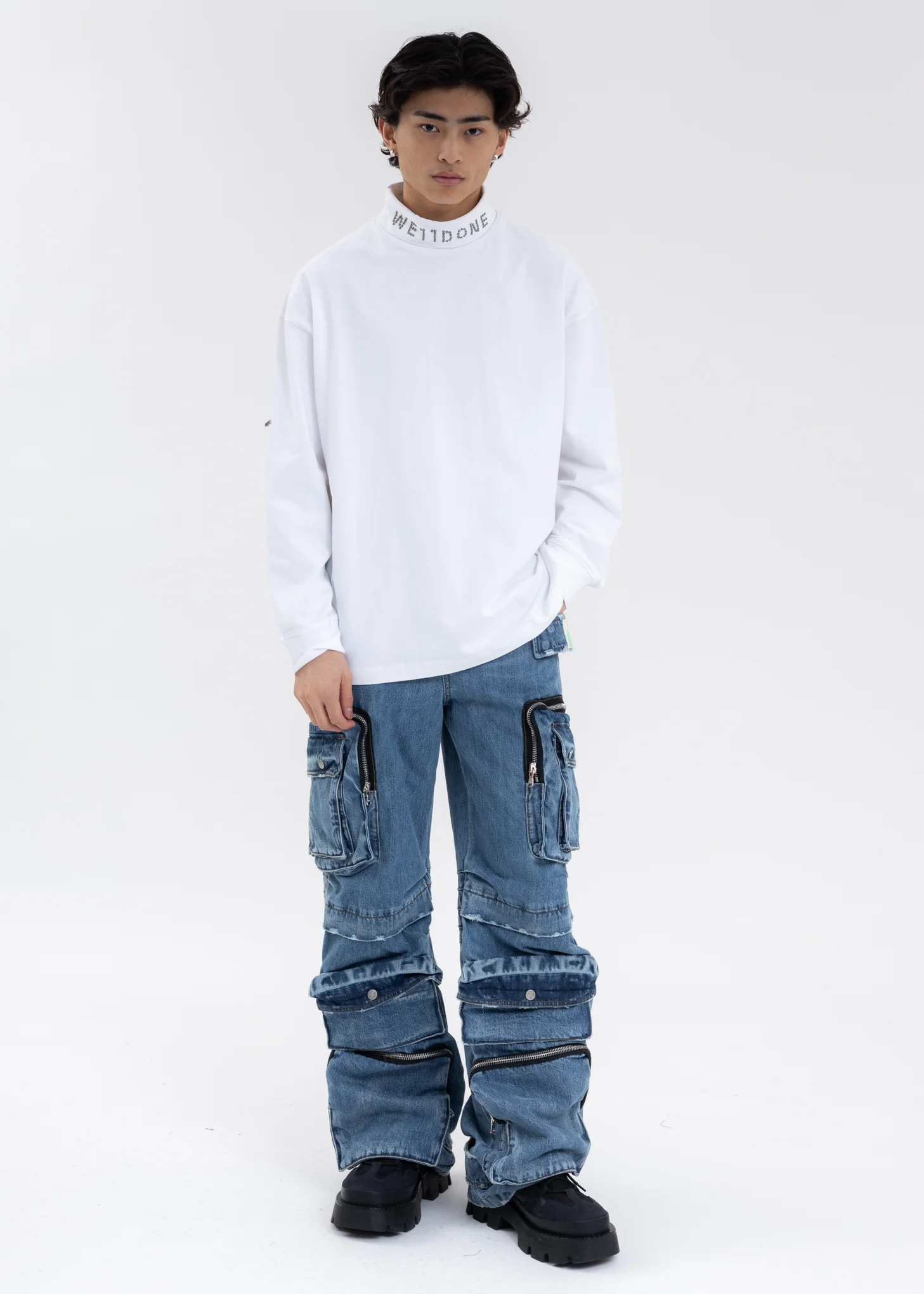 WHITE LOGO ROLL NECK LONG-SLEEVED T-SHIRT - Image 6