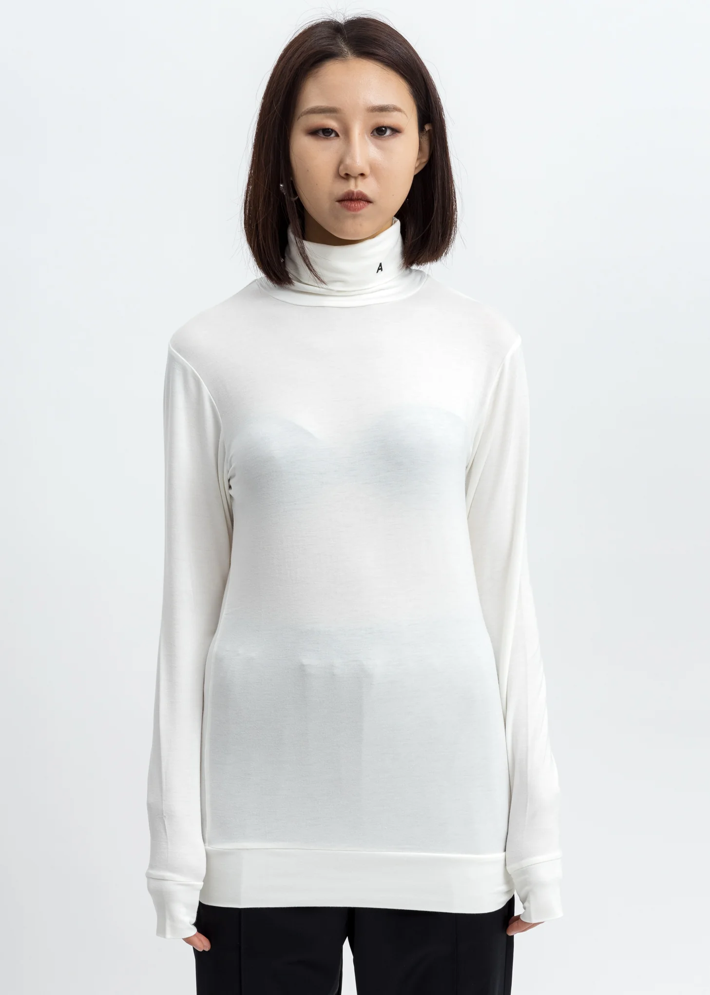 White  Logo Turtleneck
