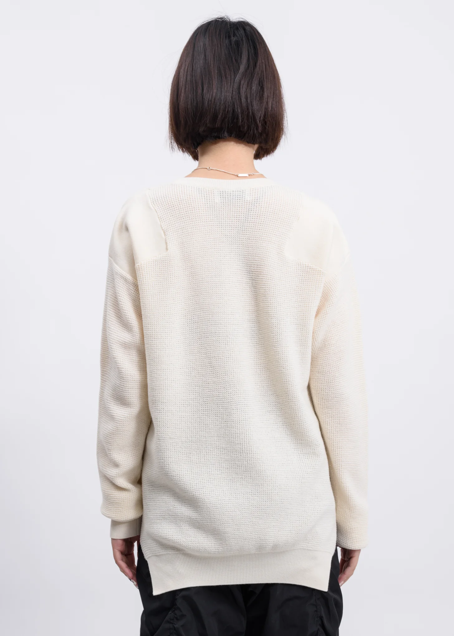 White Logo Waffle Crewneck - Image 4