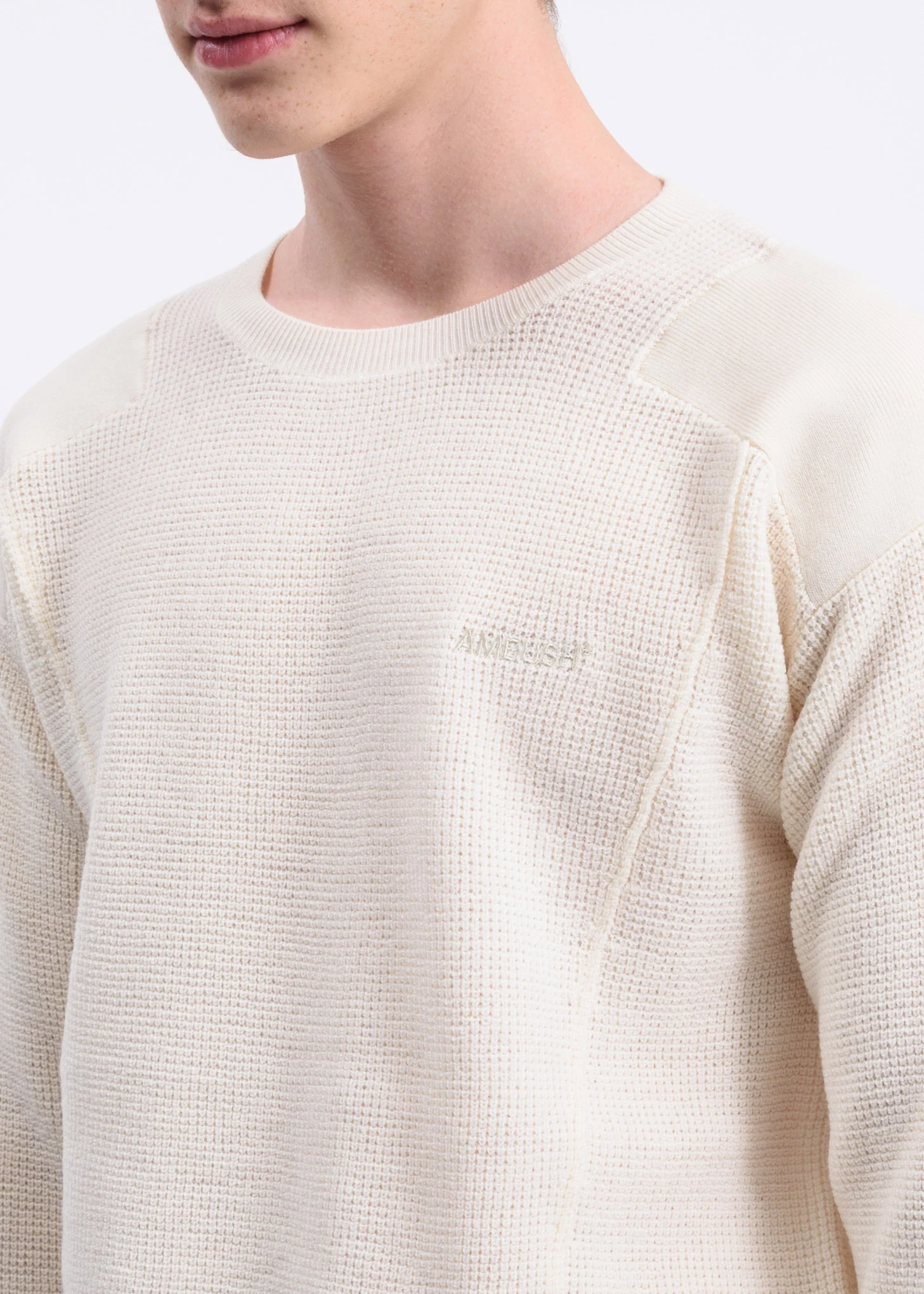 White Logo Waffle Crewneck - Image 2