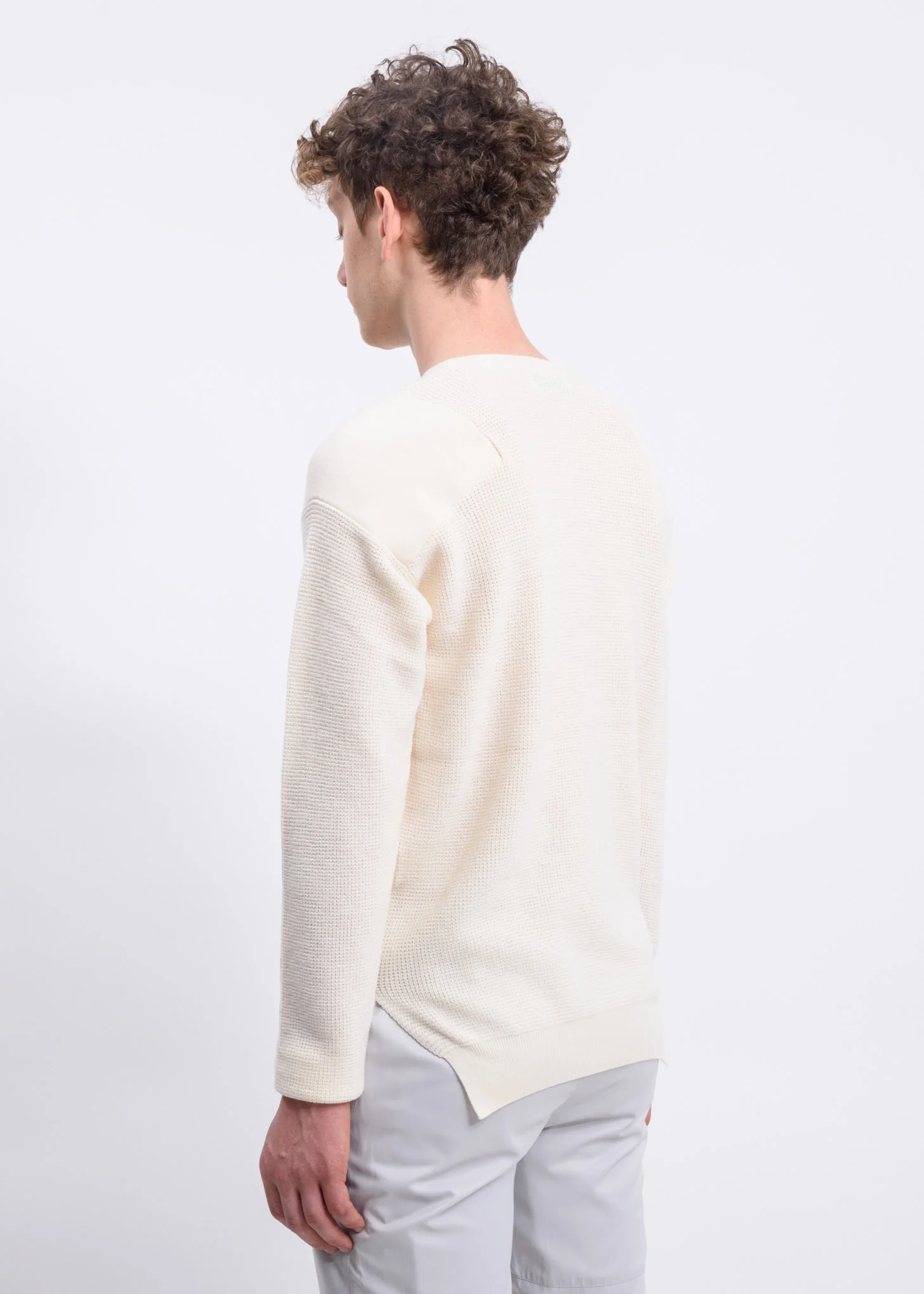 White Logo Waffle Crewneck - Image 3