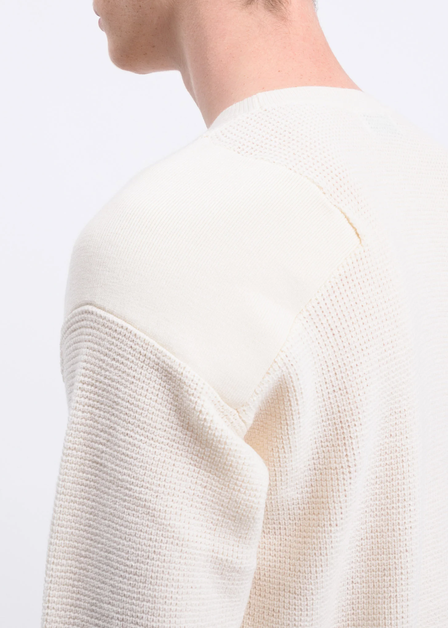 White Logo Waffle Crewneck - Image 4