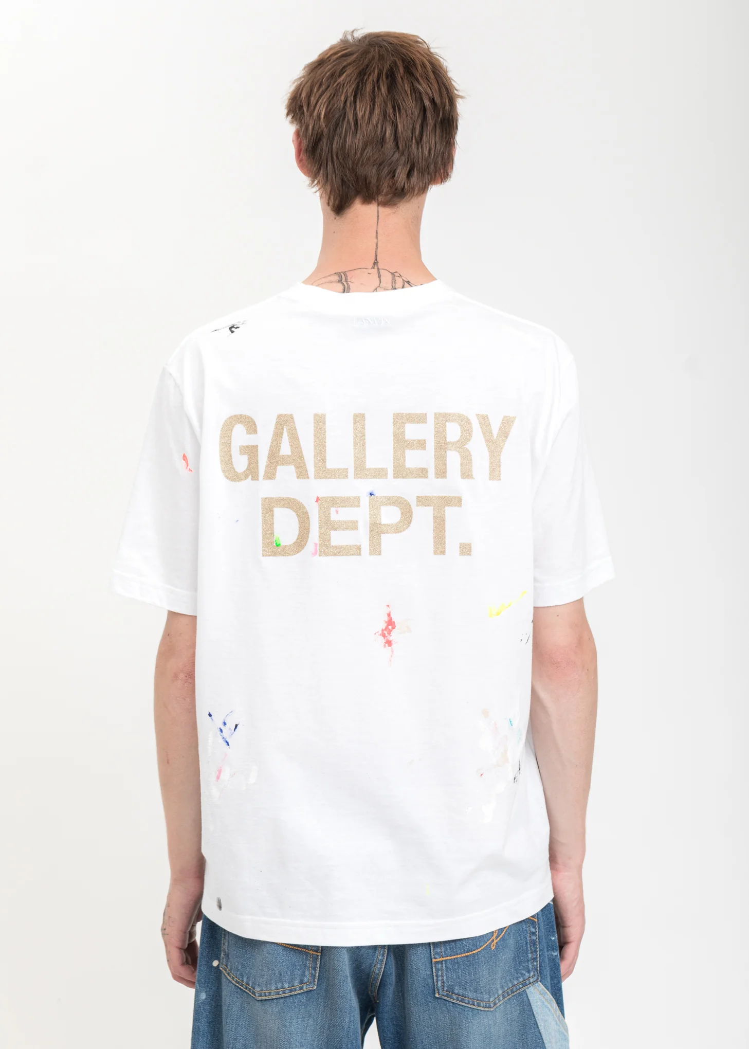 White Logos And Paint Detail T-Shirt - Image 2