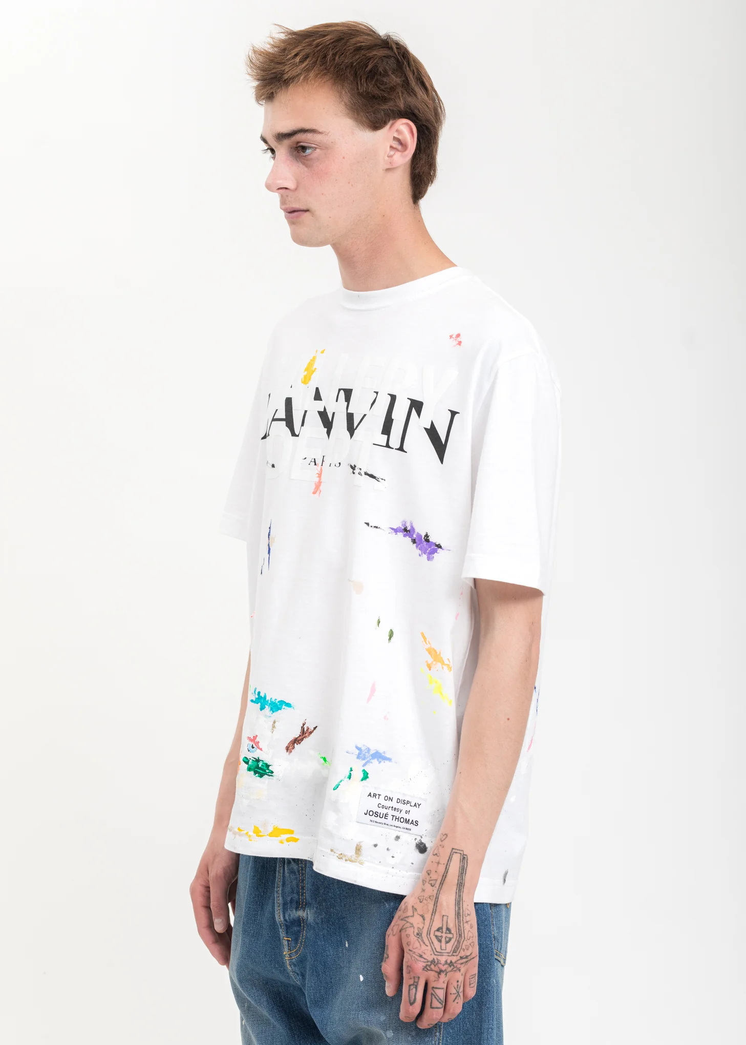 White Logos And Paint Detail T-Shirt - Image 3