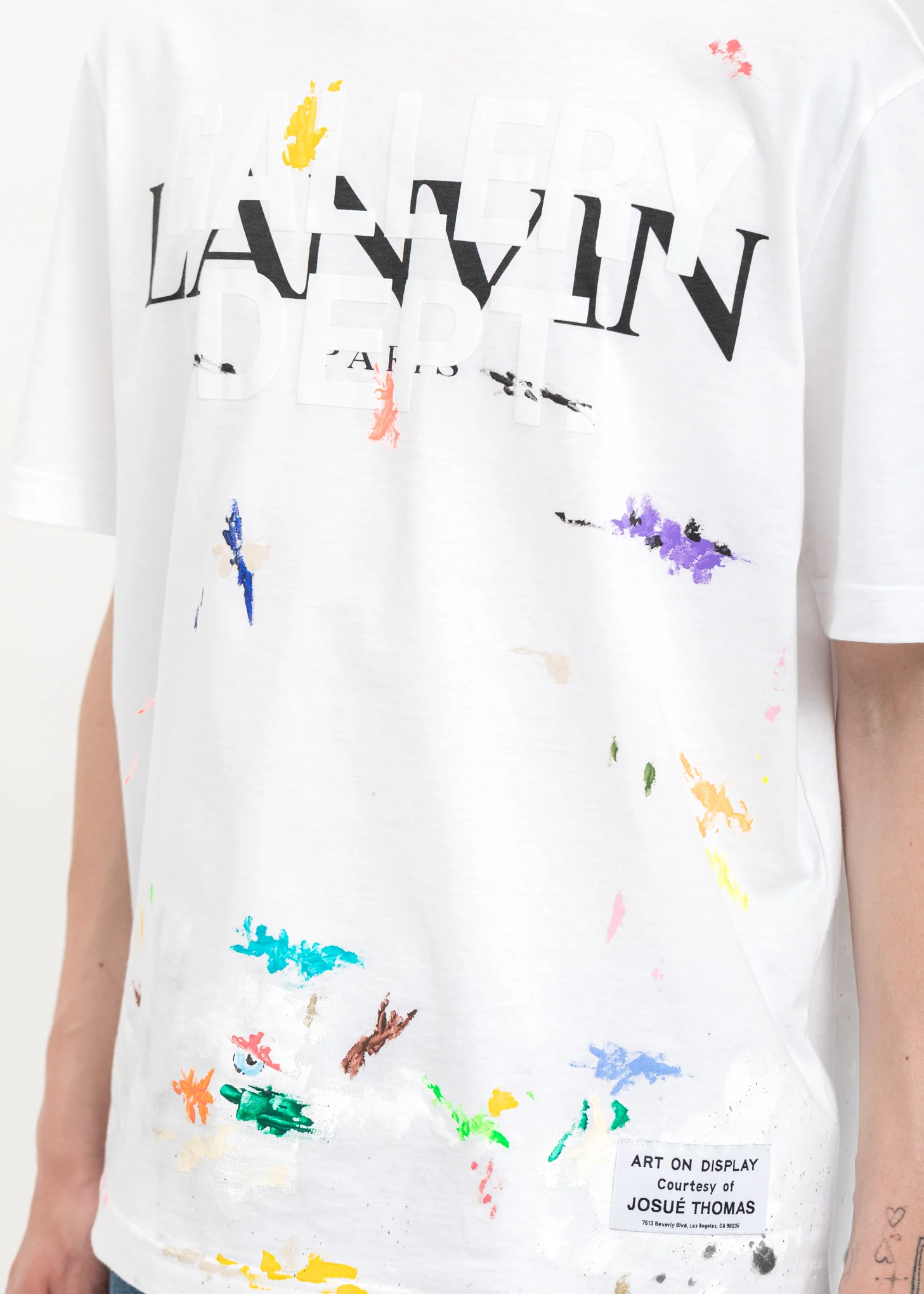 White Logos And Paint Detail T-Shirt - Image 4