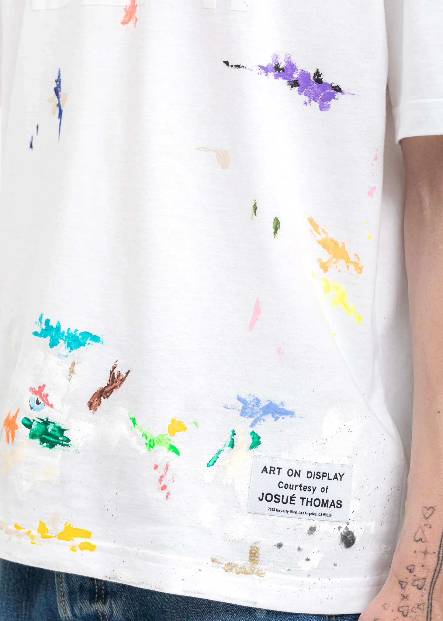 White Logos And Paint Detail T-Shirt - Image 5