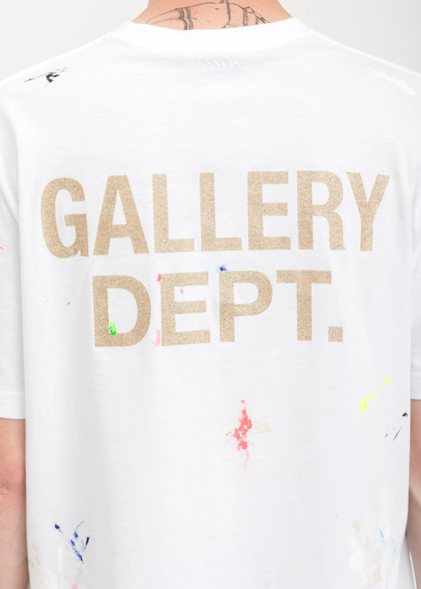 White Logos And Paint Detail T-Shirt - Image 6