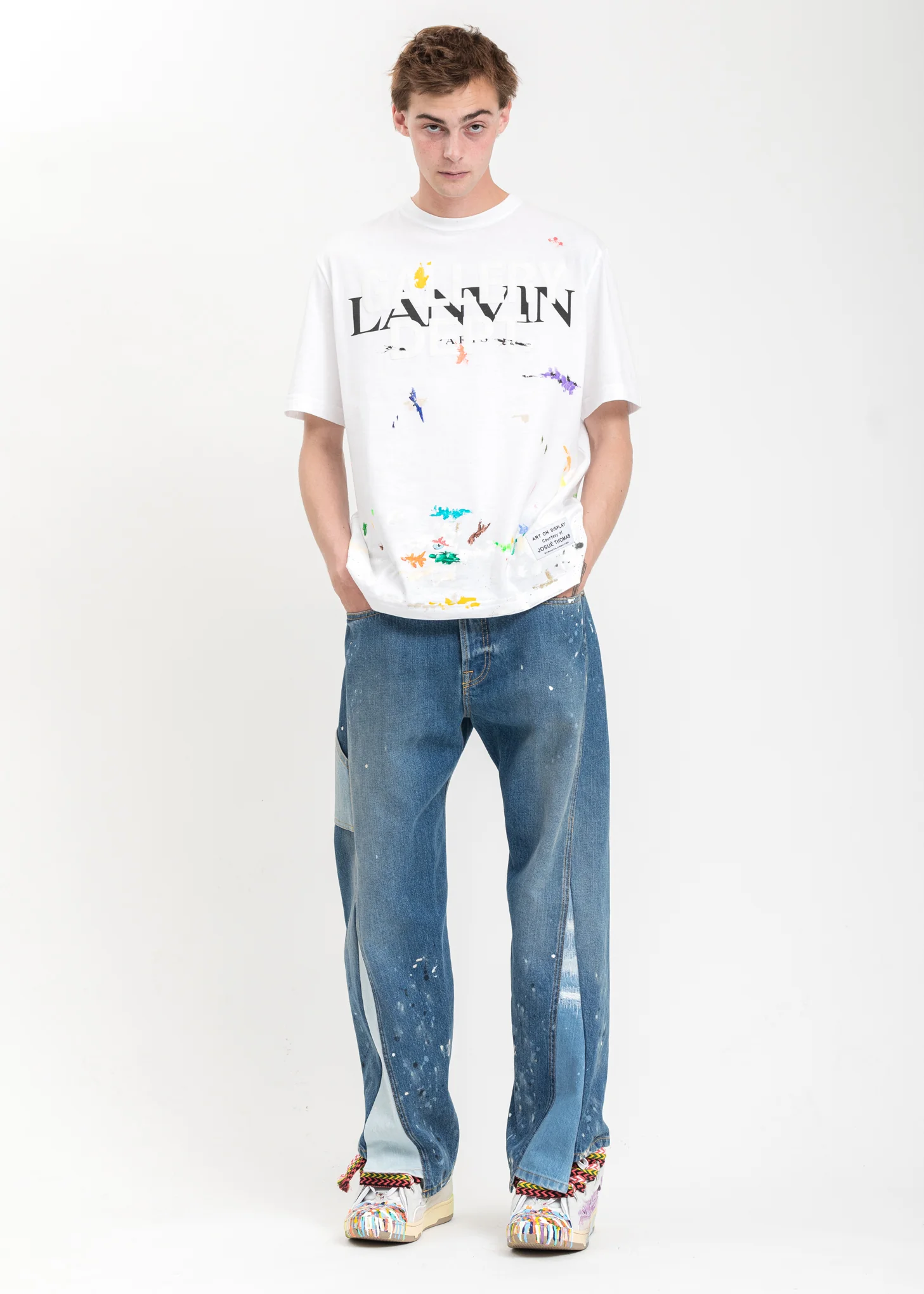 White Logos And Paint Detail T-Shirt - Image 7