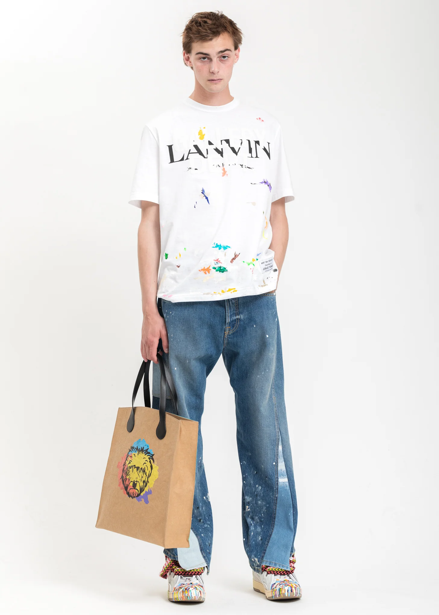 White Logos And Paint Detail T-Shirt - Image 8