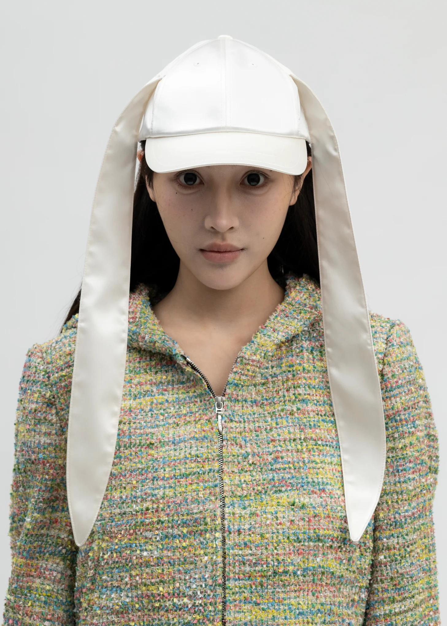 WHITE LONG EAR CAP