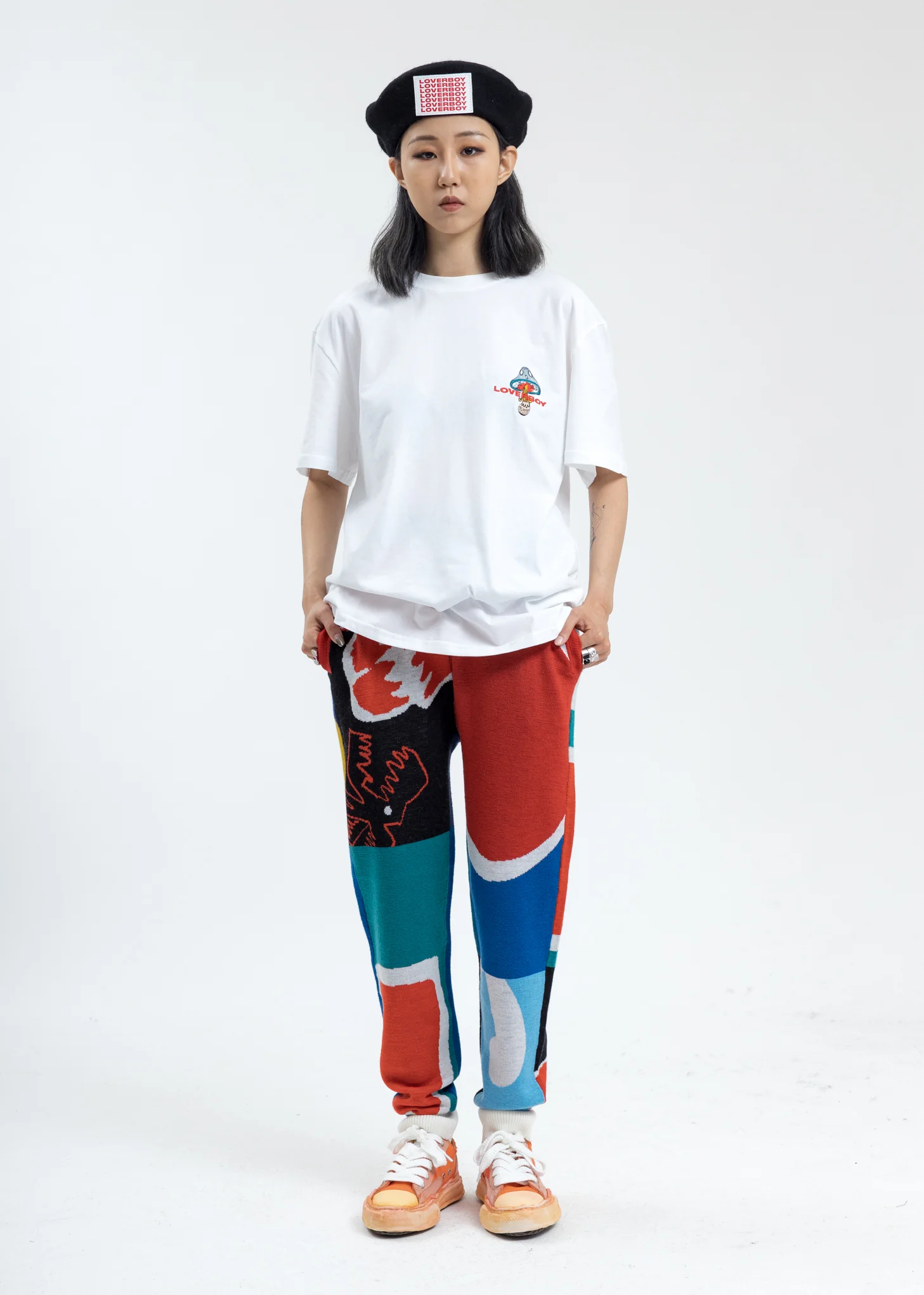 White Loverboy Art Gallery with Embroidery T-Shirt - Image 6