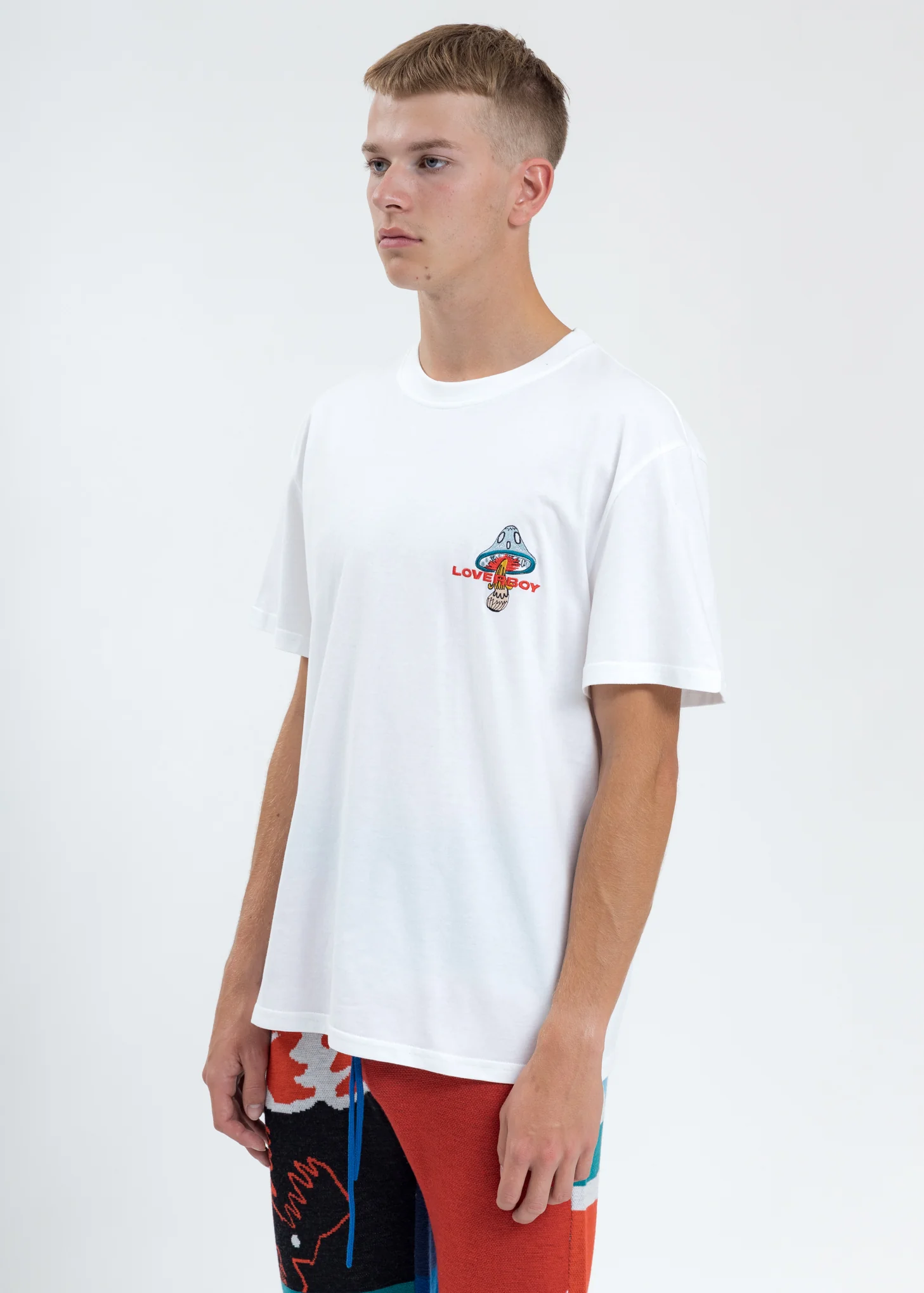 White Loverboy Art Gallery with Embroidery T-Shirt - Image 3