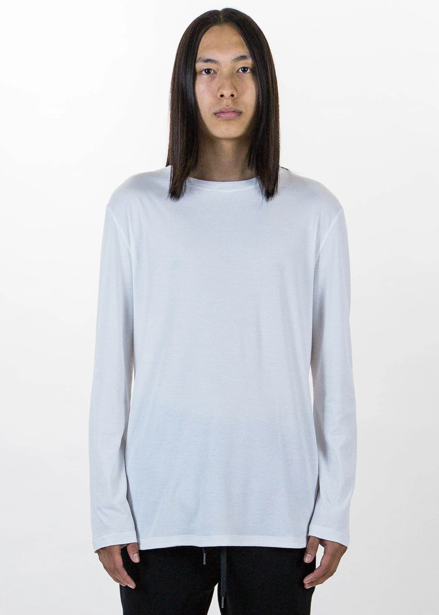 White LS Tee Brushed Jersey