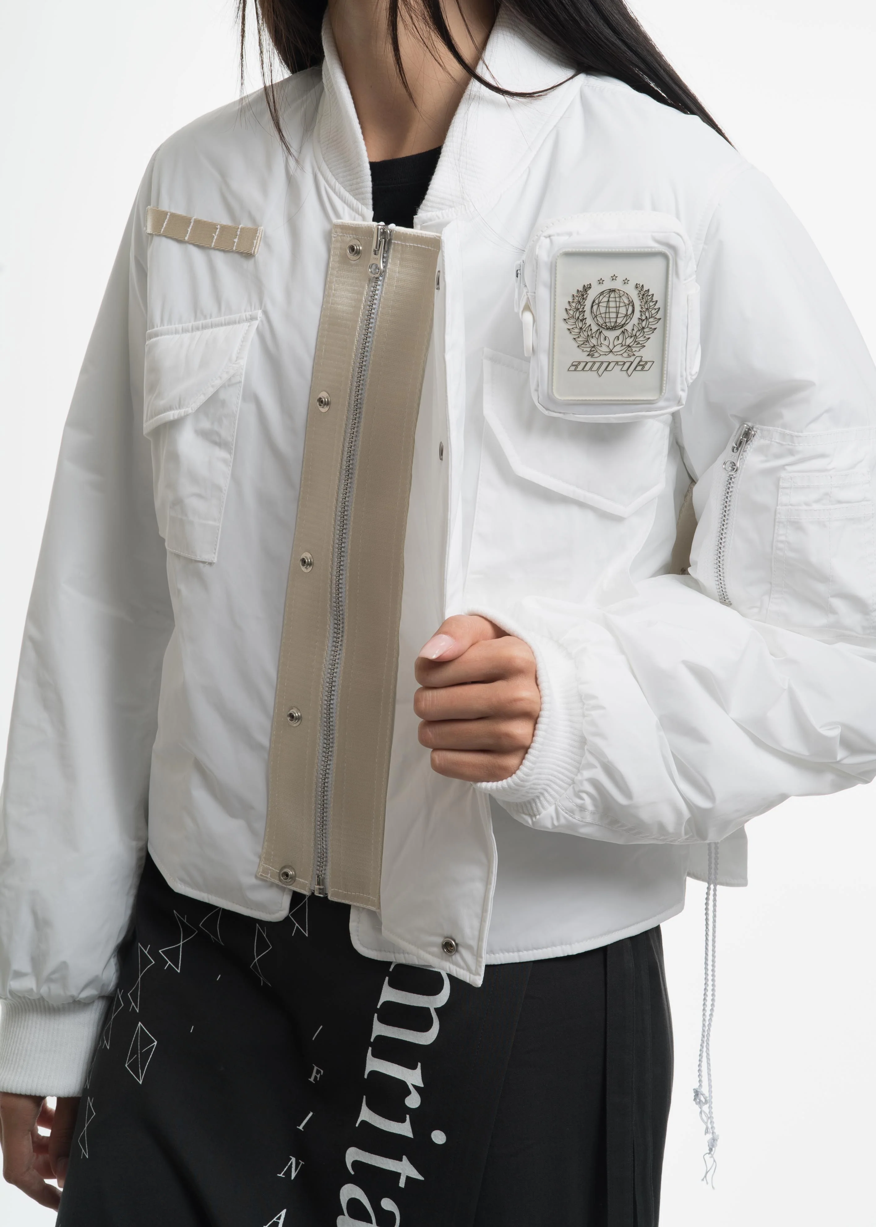 White MA-1 with Cigarette Pouch - Image 3
